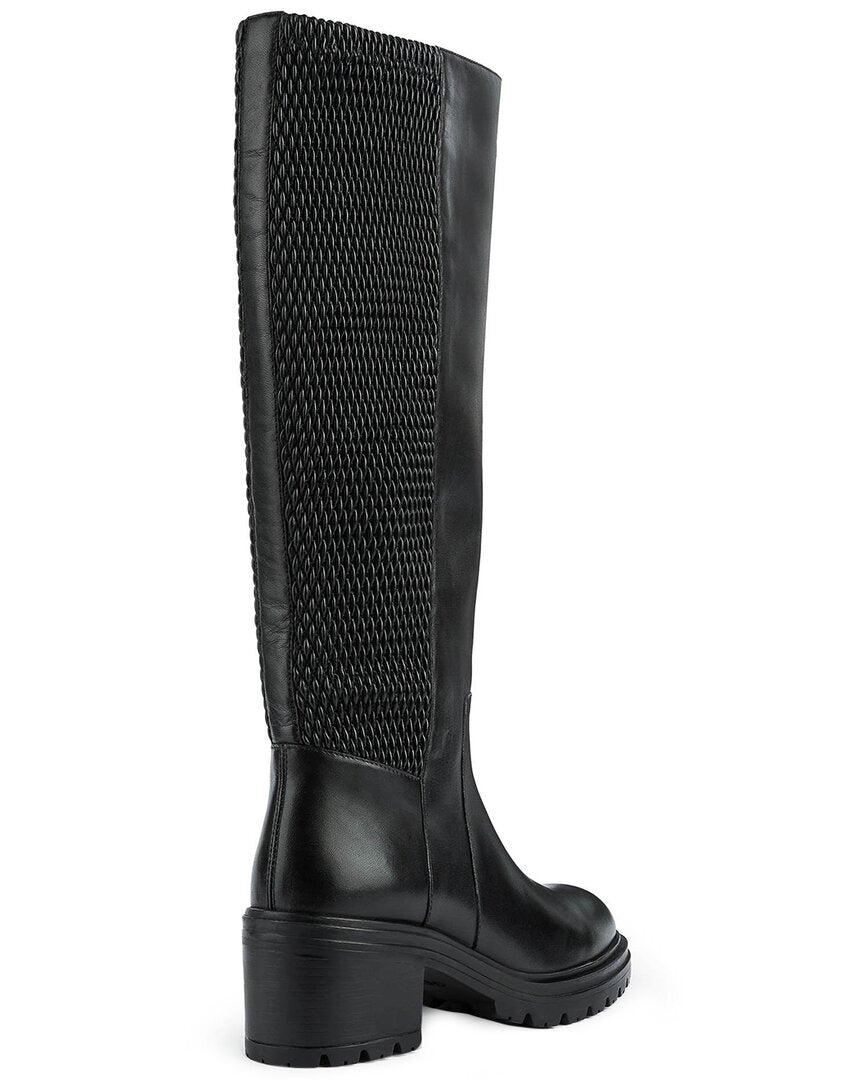 Geox Damiana Leather-trim Shoe in Black | Lyst