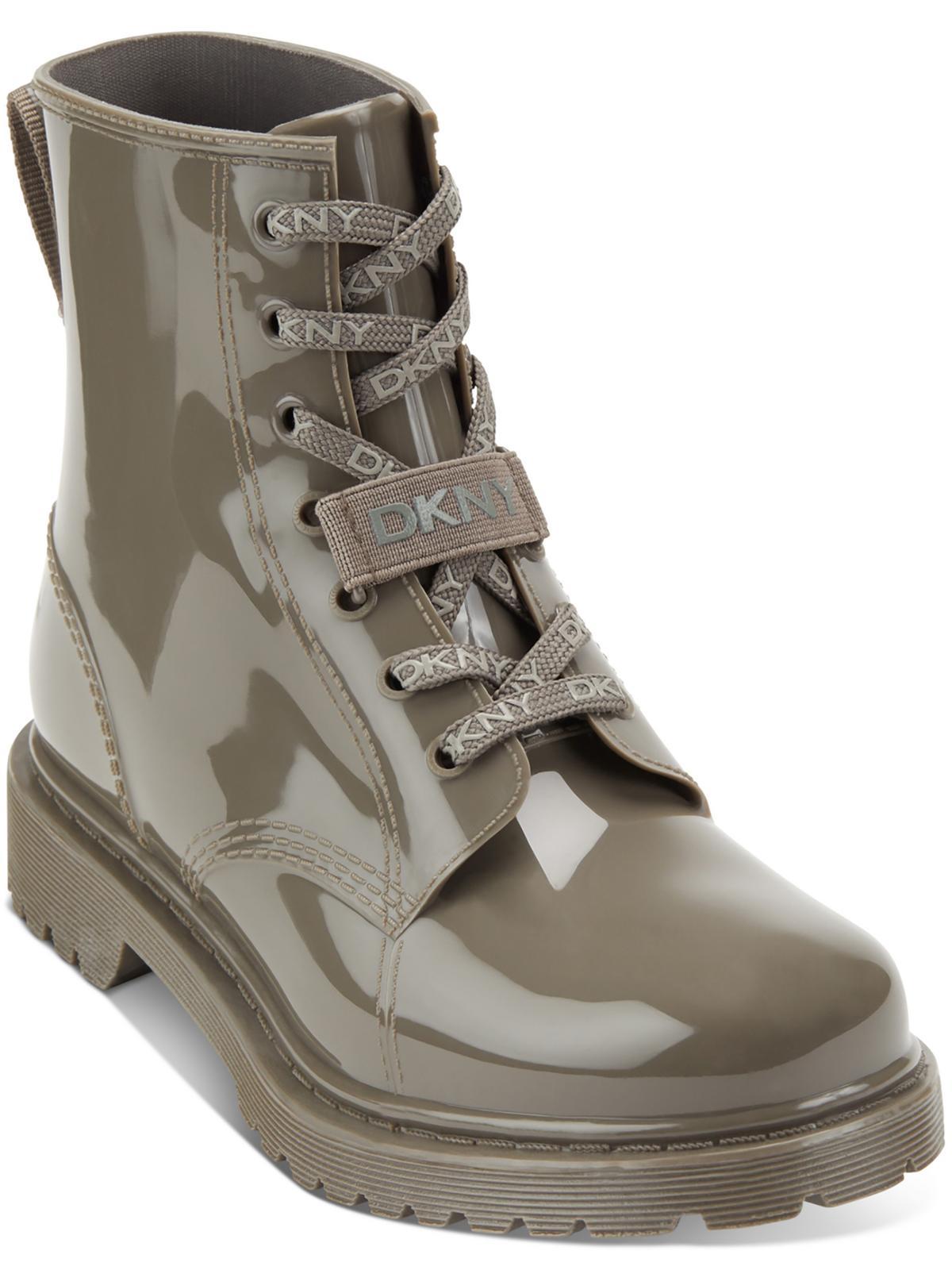 DKNY Tilly Rain Boot Waterproof Lace Up Booties in Metallic Lyst