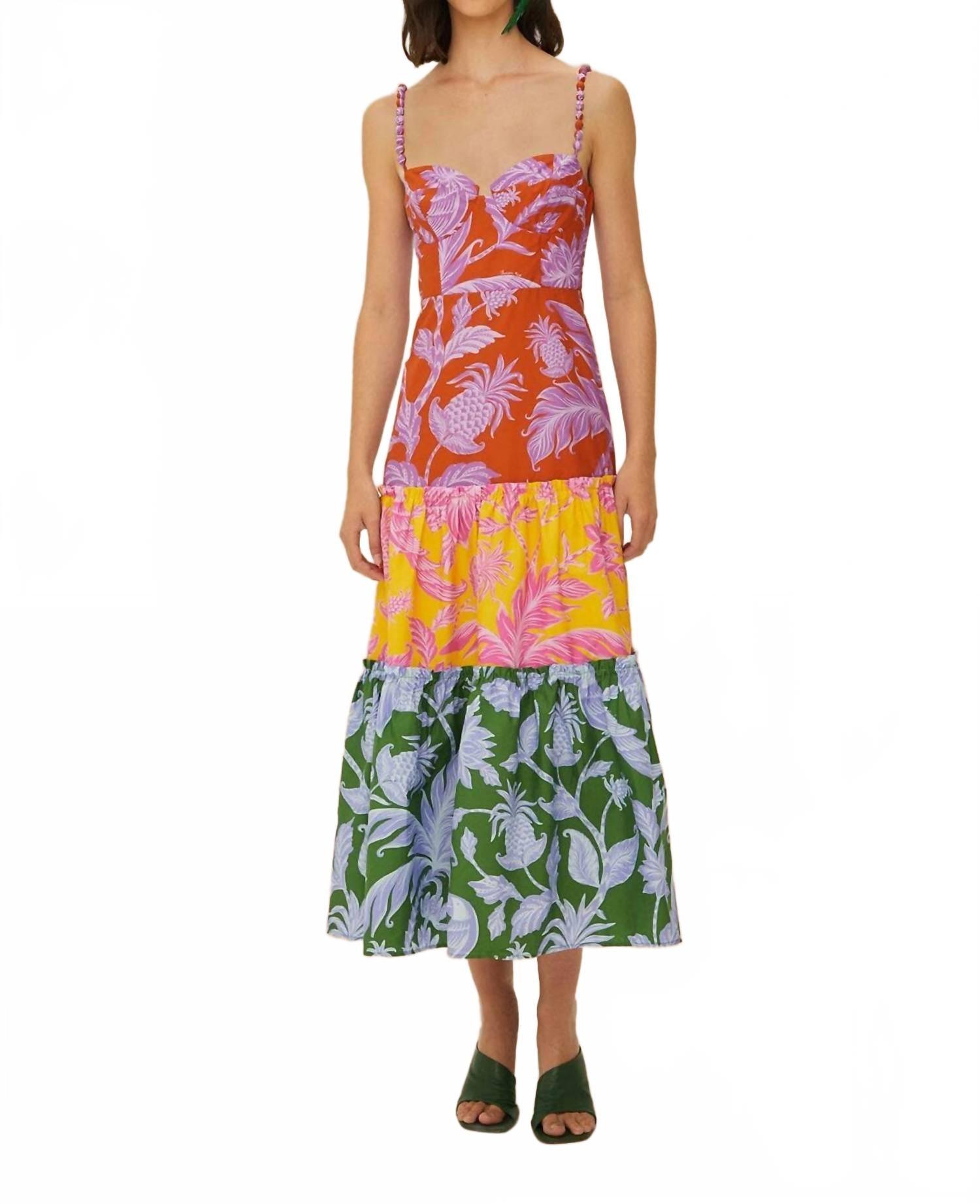 mixed tropical swing sleeveless midi dress Tropical Swing Green Midi Dress
