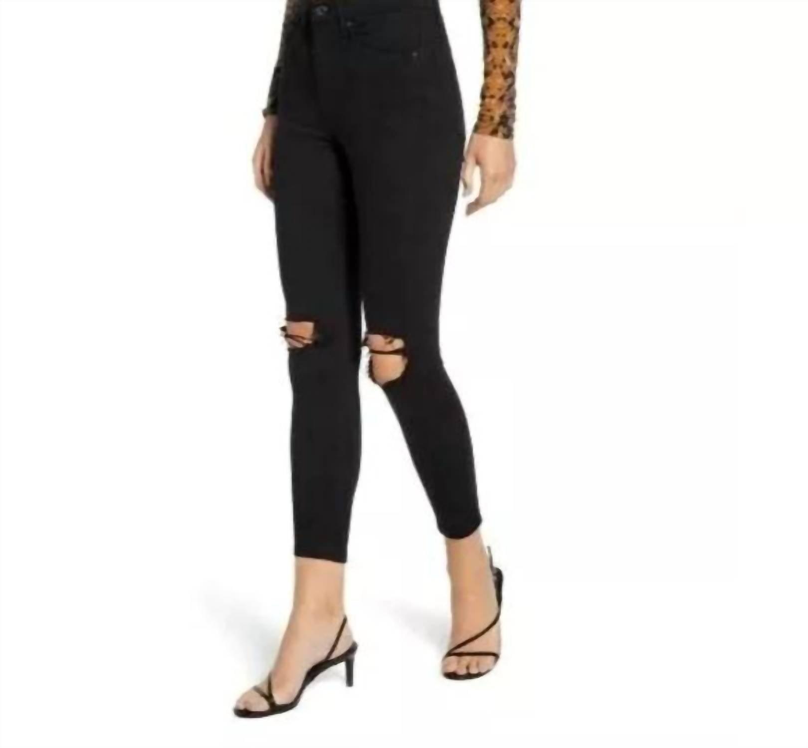 TOPSHOP High Rise Jamie Stretch Denim Ripped Skinny Jeans in Black