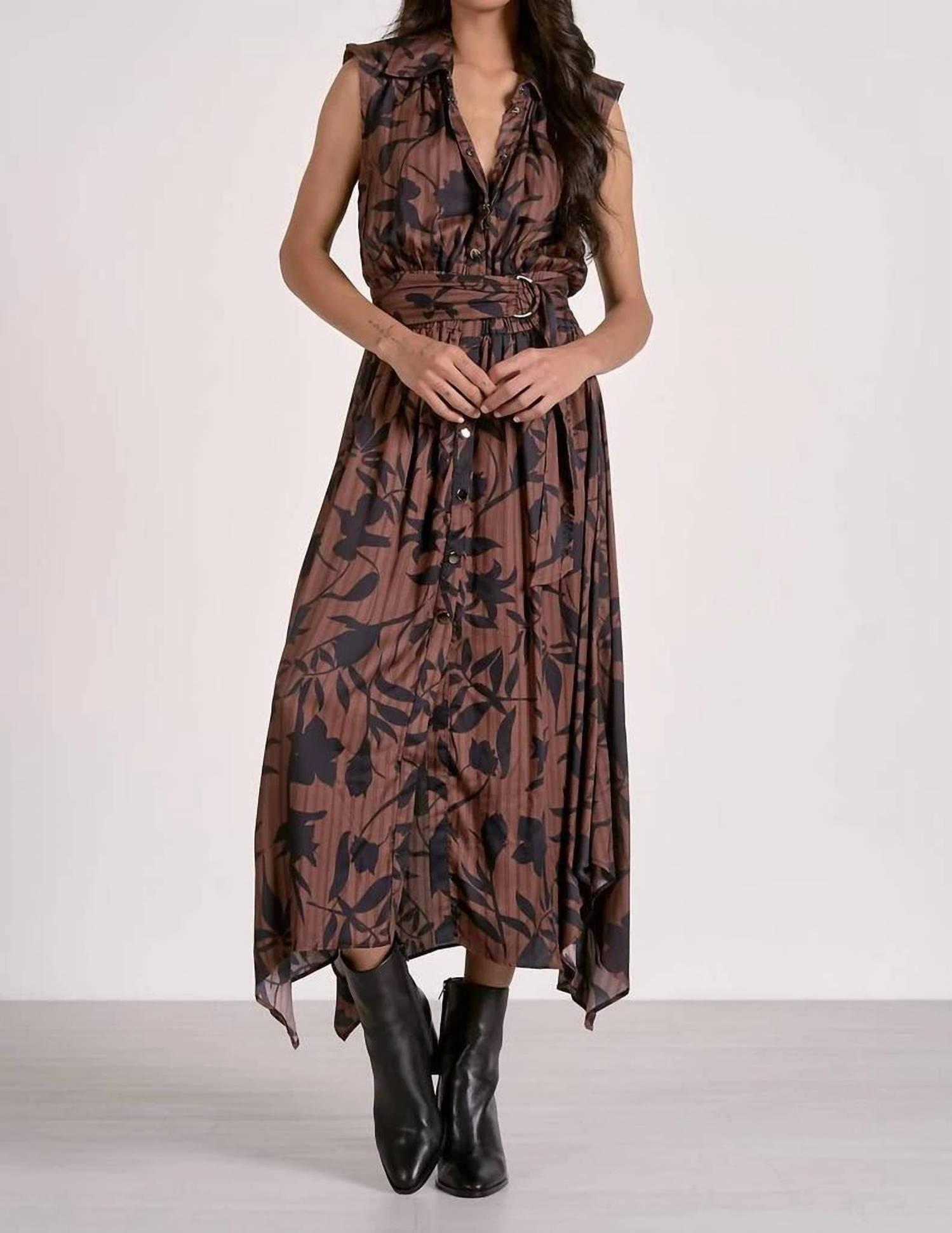 Elan Foliage Midi Dress in Brown | Lyst