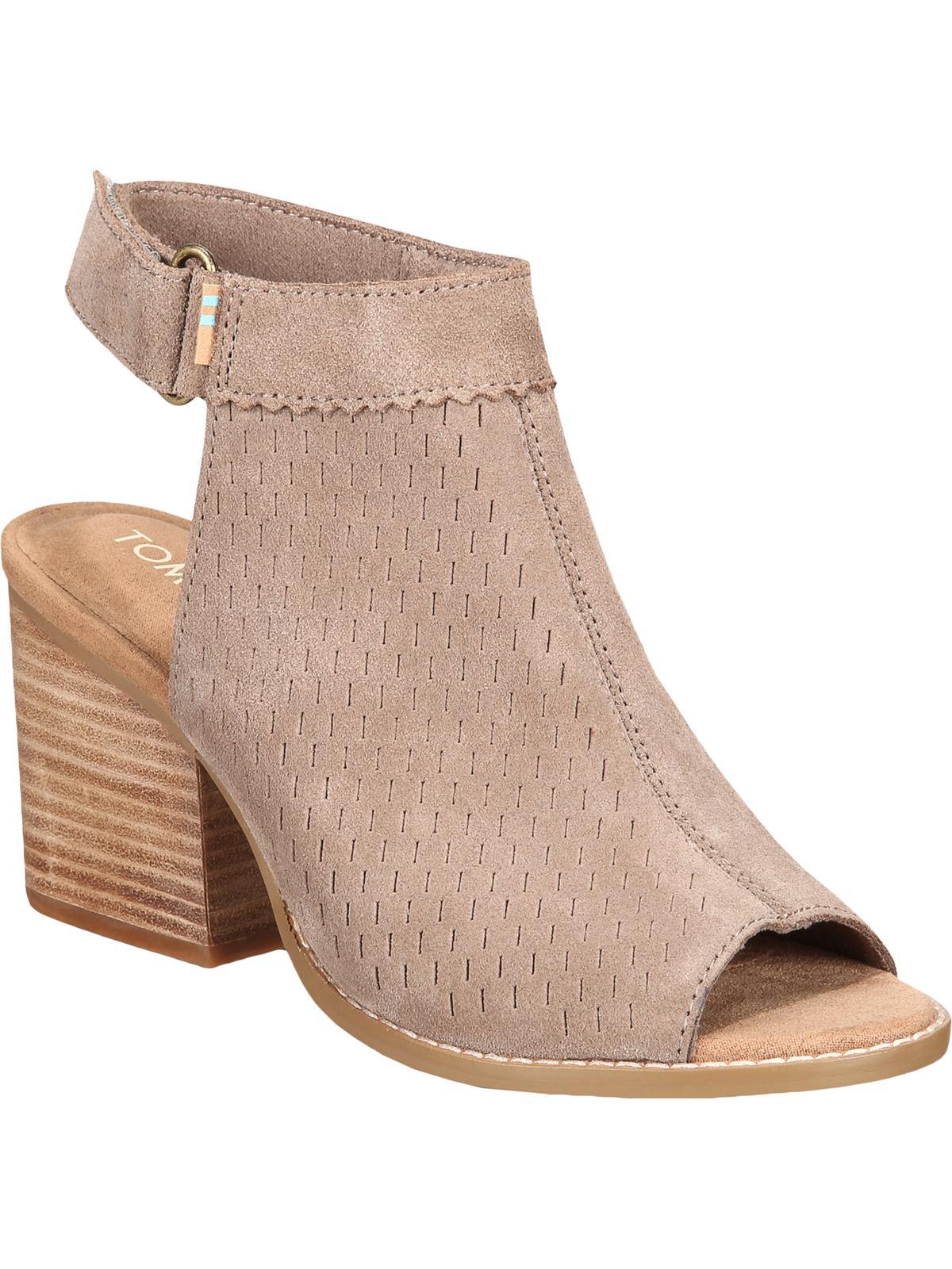 TOMS Grenada Suede Peep Toe Dress Sandals in Natural Lyst