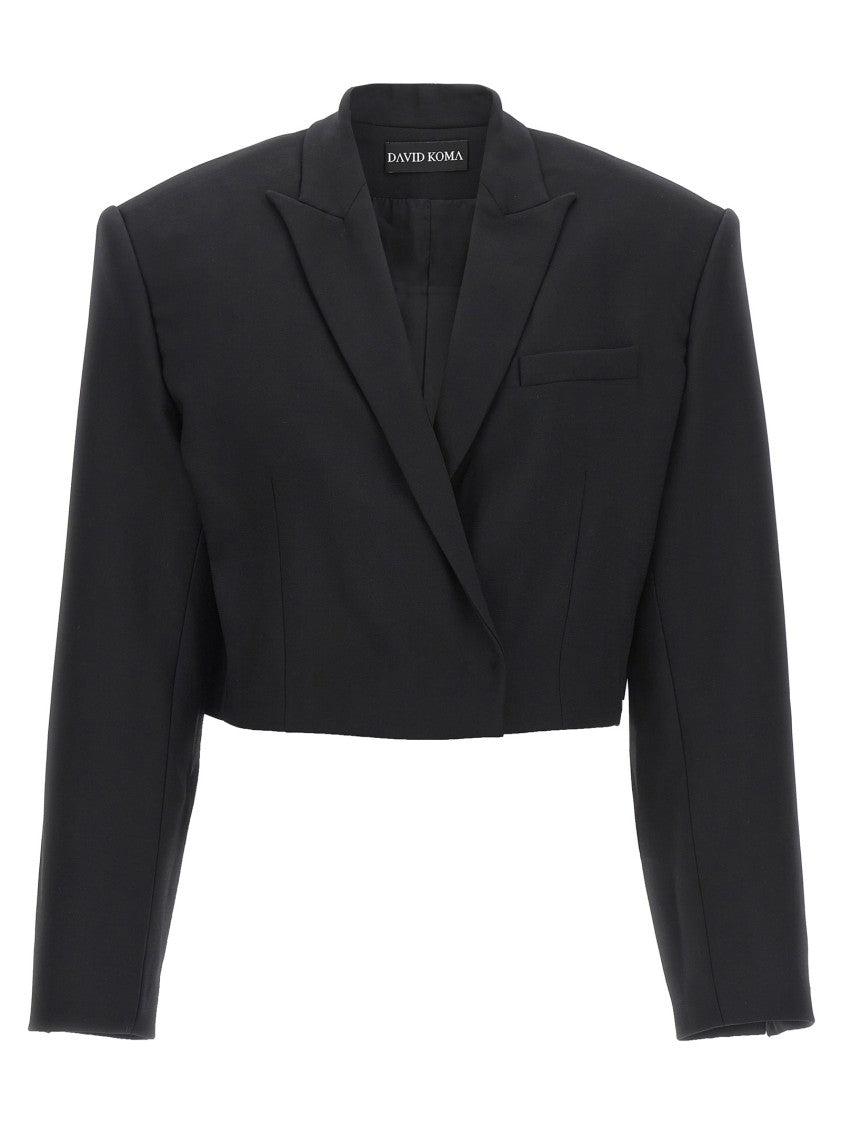 ジャケット DAVID KOMA 'Cropped' blazer David Koma Oversized Houndstooth Cropped Jacket in Pink