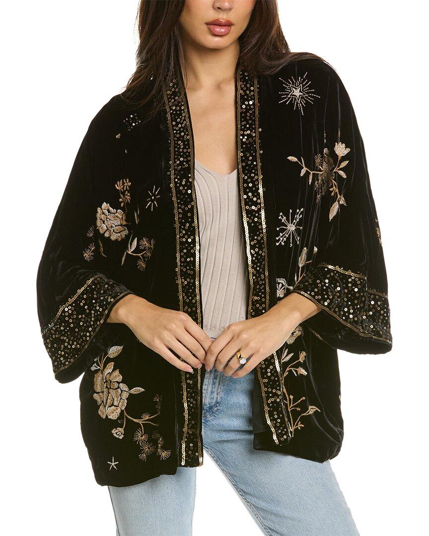 Johnny Was Ally Silk-blend Kimono in Black | Lyst