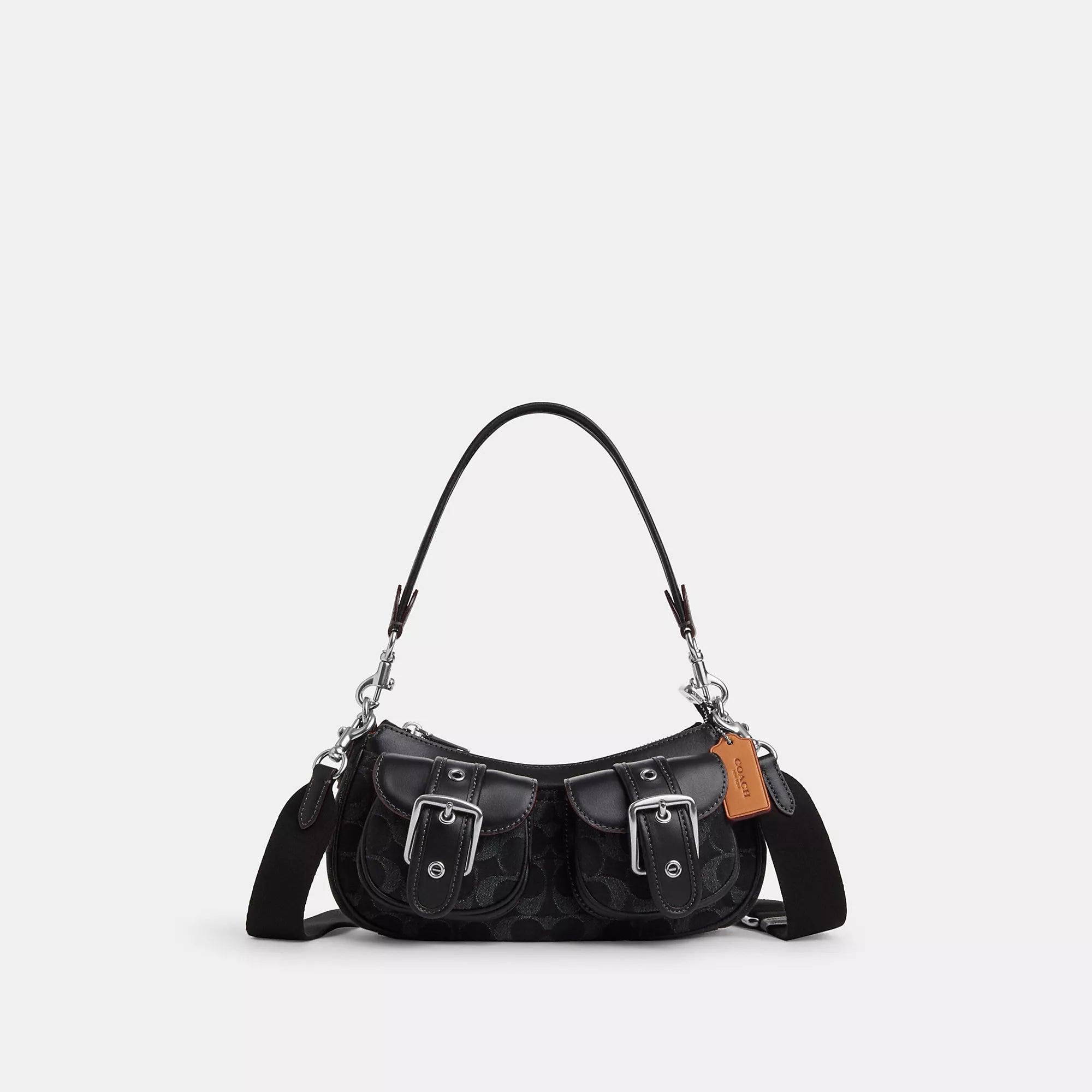 COACH Ashton Baguette In Signature Denim in Black | Lyst