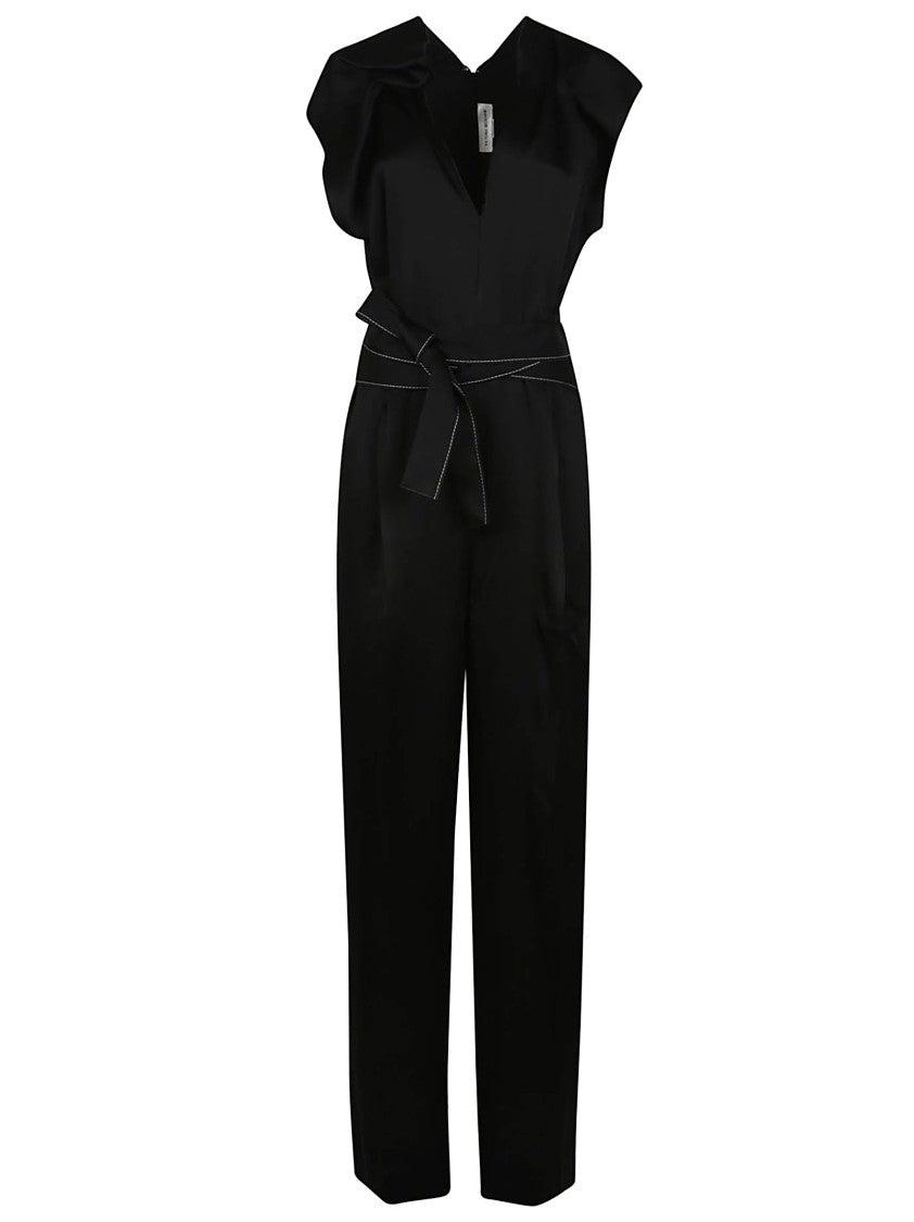 ワンピースその他 Victoria Beckham Black jumpsuit with viscose blend belt Victoria Beckham Black Jumpsuit With Viscose Blend Belt