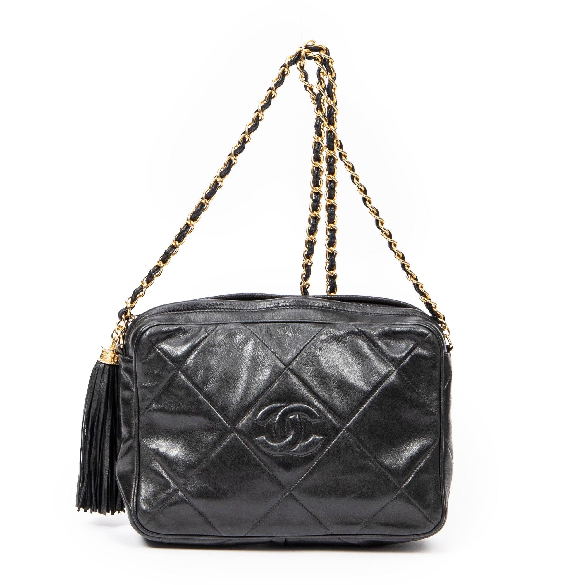 Chanel Pink Quilted Lambskin Leather Small Tassel Chain Camera Bag - shop 