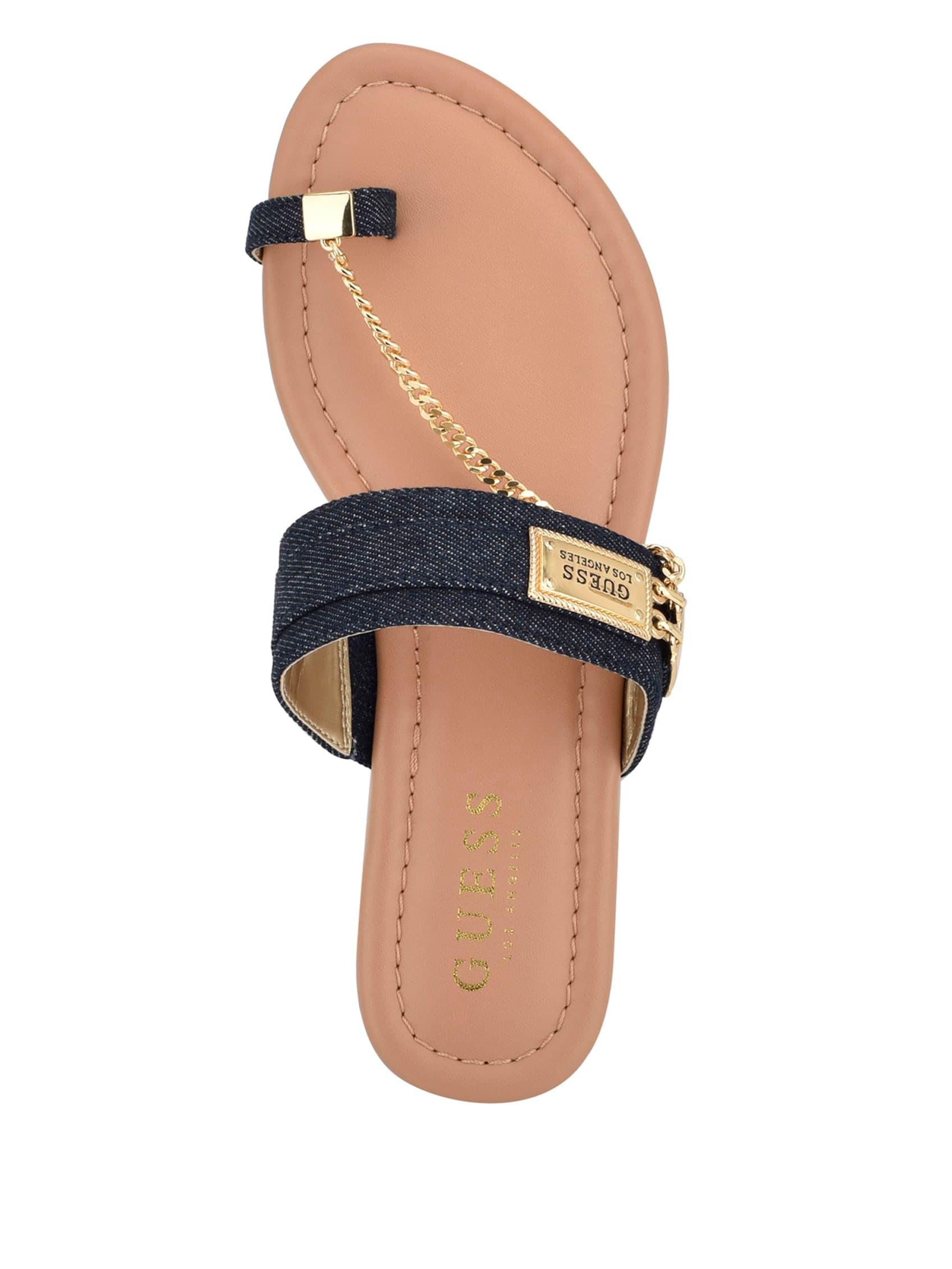 Guess Factory Landen Denim Chain Sandals in Blue | Lyst