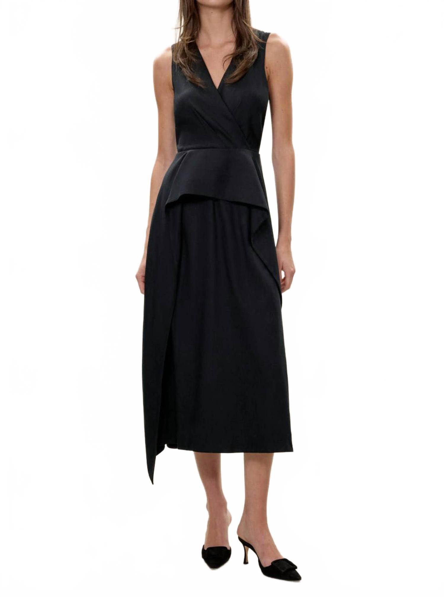 Rebecca Taylor Stretch Linen Dress in Black | Lyst
