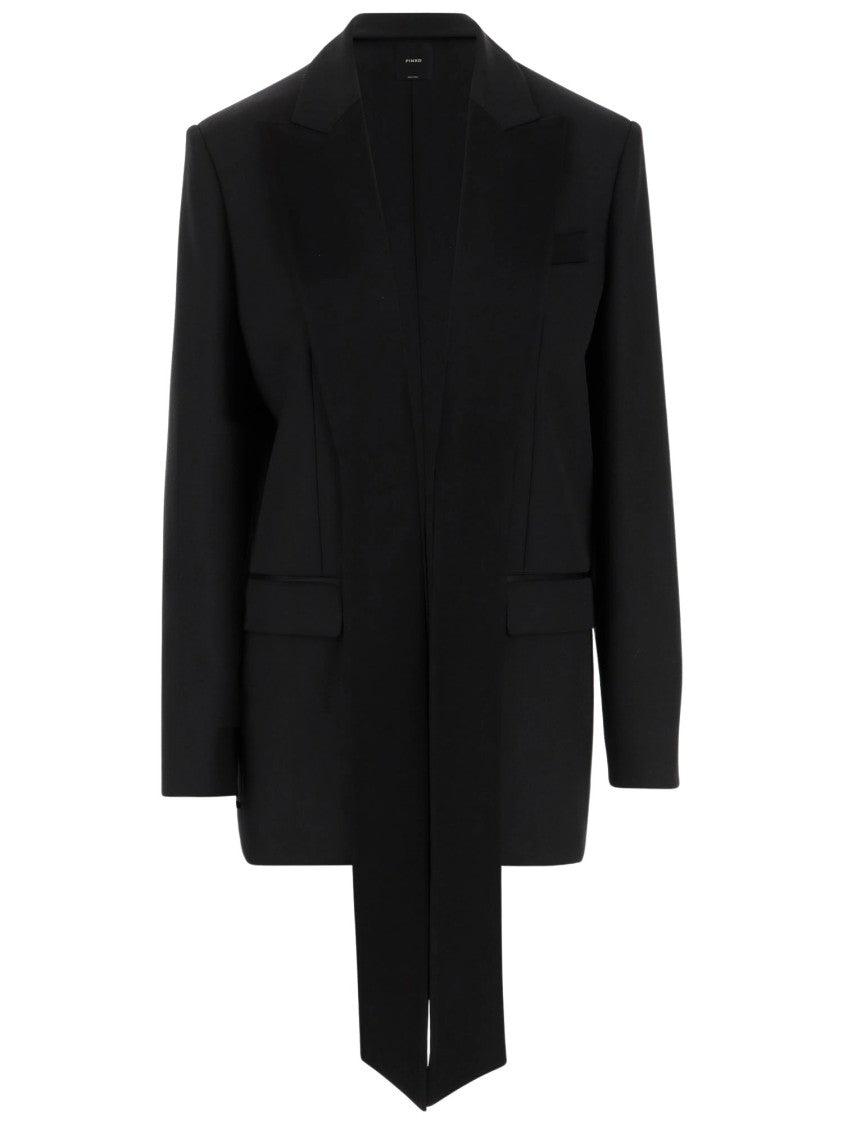 ボトムスその他 Pinko Wool Blend Single-Breasted Jacket With Satin Collar Pinko Wool Blend Single-Breasted Jacket With Satin Collar in