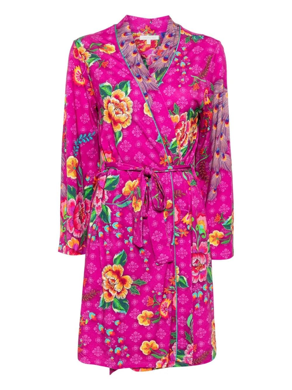 Robe Kimono Johnny Was Aurelius Fleurie Avec Papillons - Coton, Taille S/M Ou L/XL, Bleue