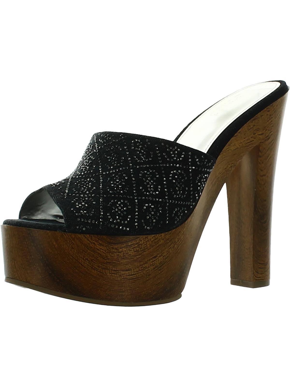 Guess Gemely Embellished Peep-toe Platform Sandals in Black | Lyst