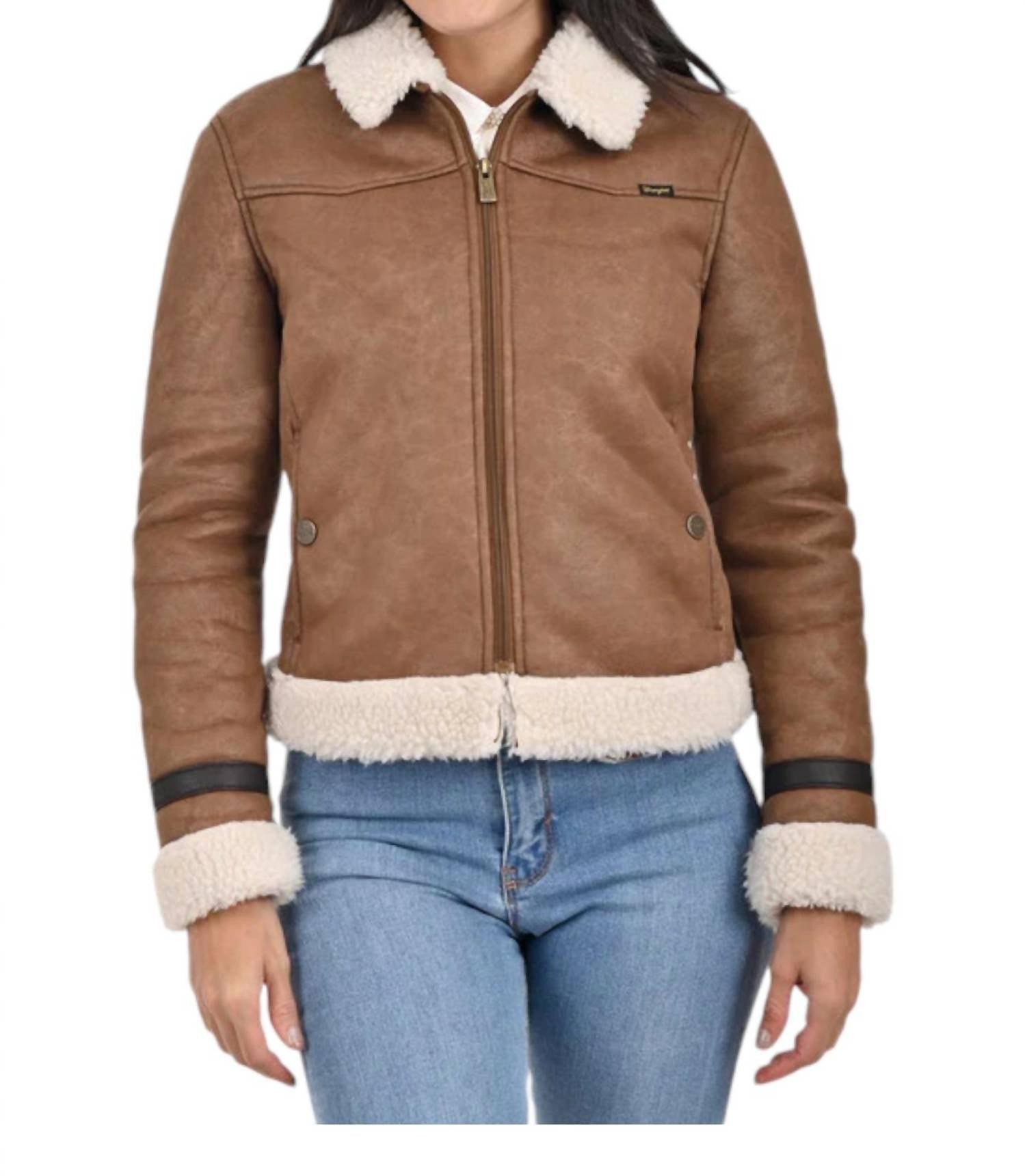 Wrangler Ladies Coat With Sheepskin On Collar And Cuffs in Blue Lyst