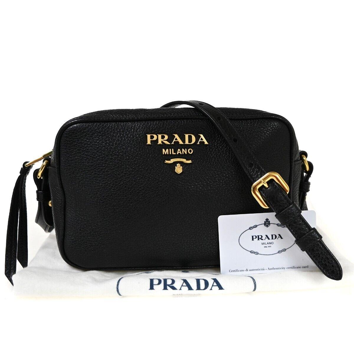 Prada Vitello Leather Shoulder Bag pre owned in Black Lyst