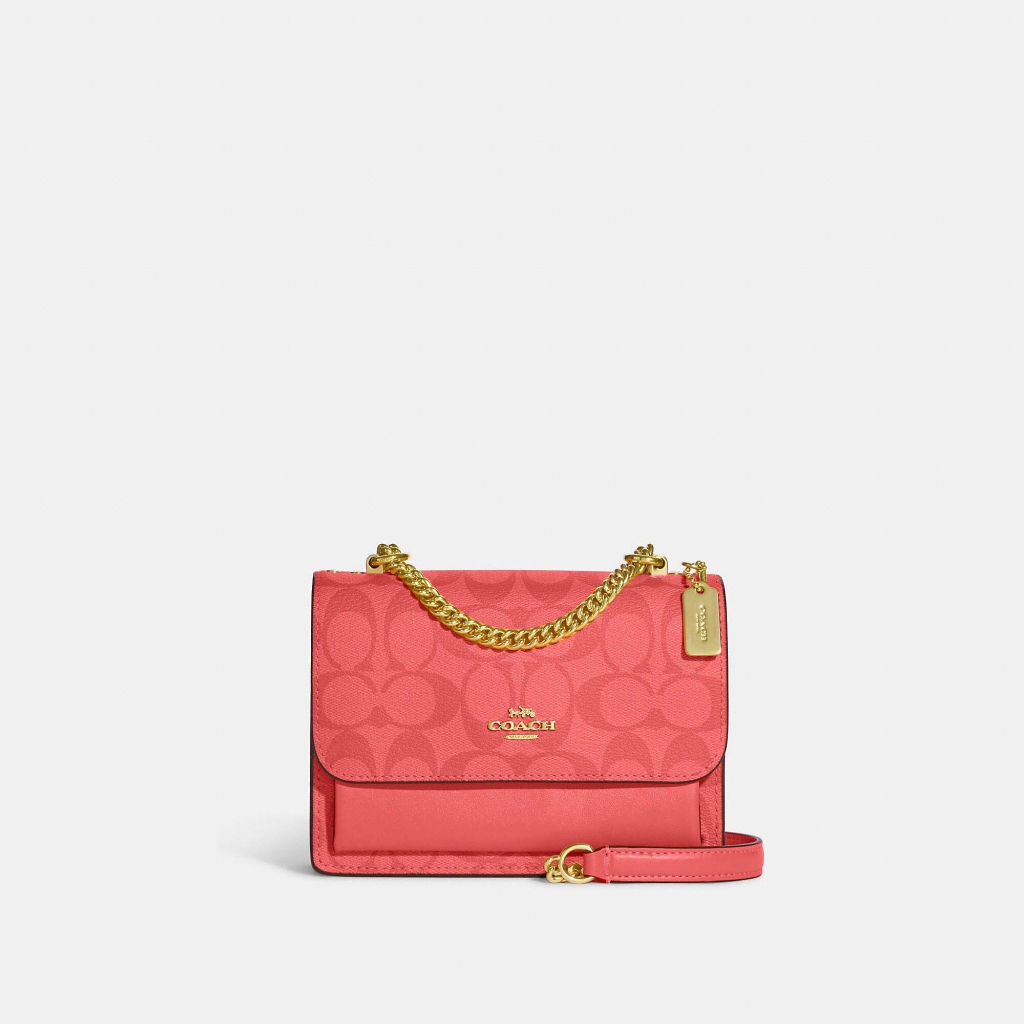Coach Brown Signature Pink/lavender Suede Small Handbag - Etsy