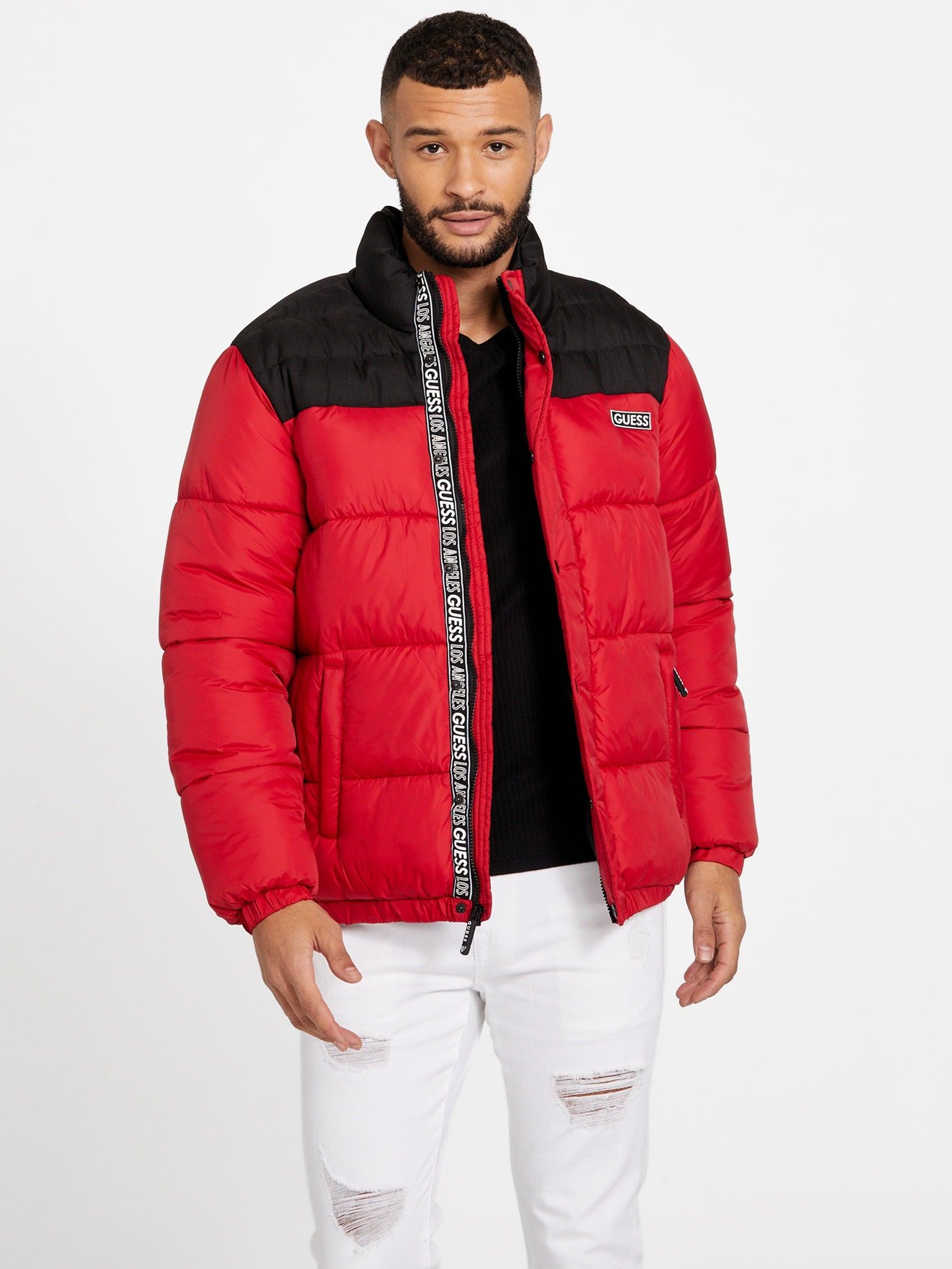 Guess Factory Eco Ralph Puffer Jacket in Red for Men | Lyst