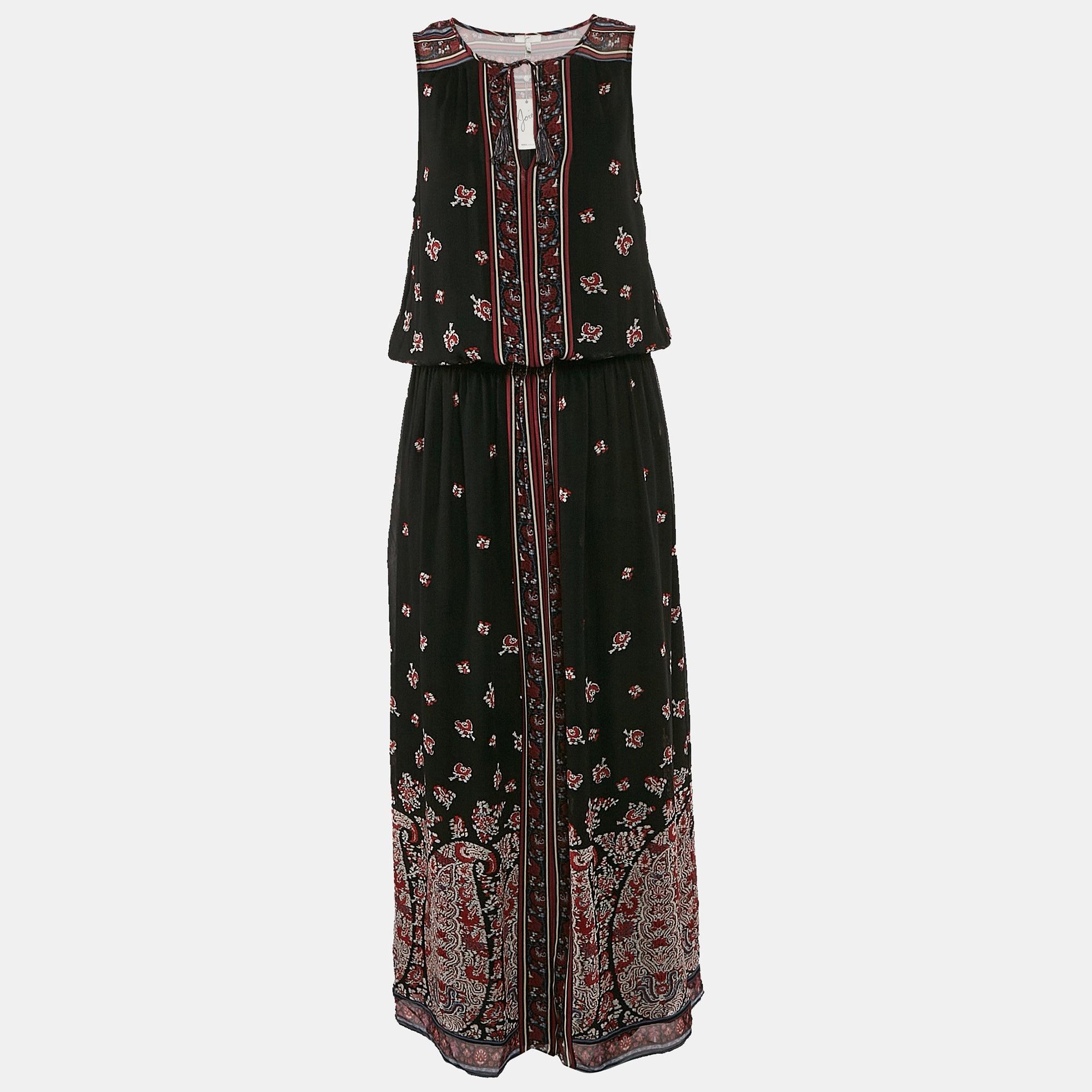 chinese dress ladies joie Size NWT Blue Floral Print Maxi Dress Size XL – alineconsignment main image 1