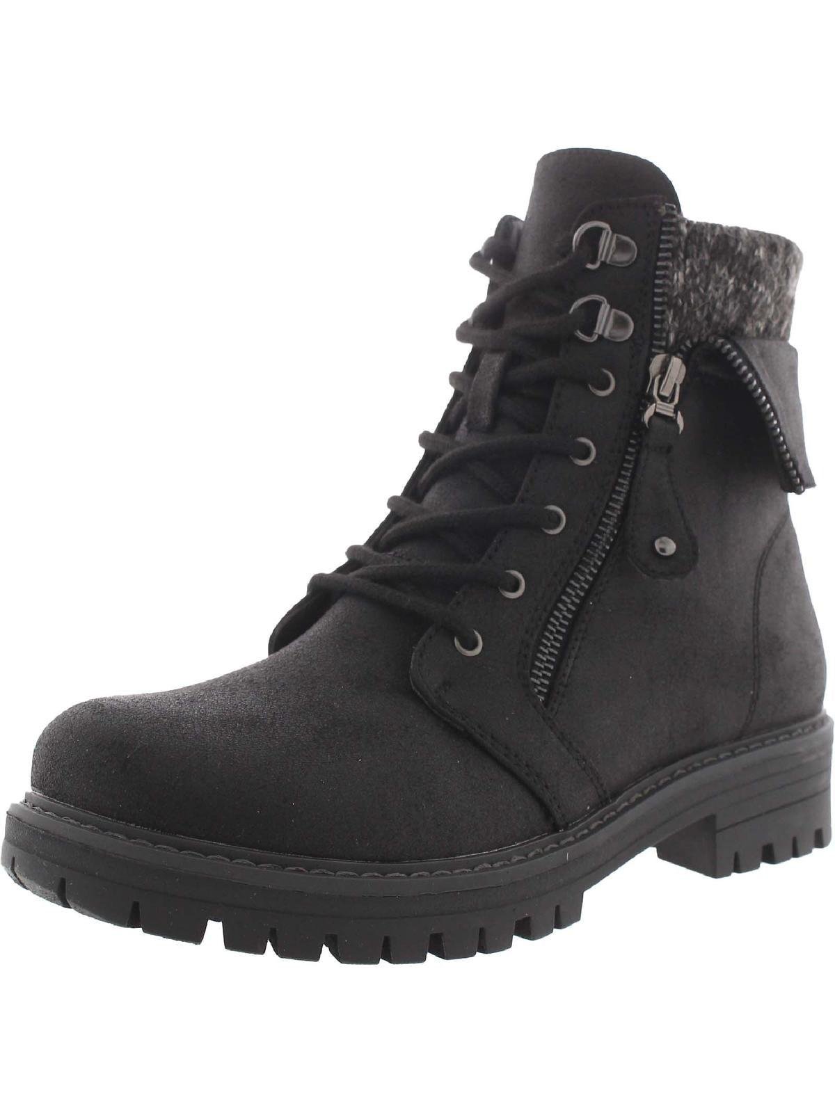 White Mountain Mandy Lined Lugged Sole Combat & Lace-up Boots in Black ...