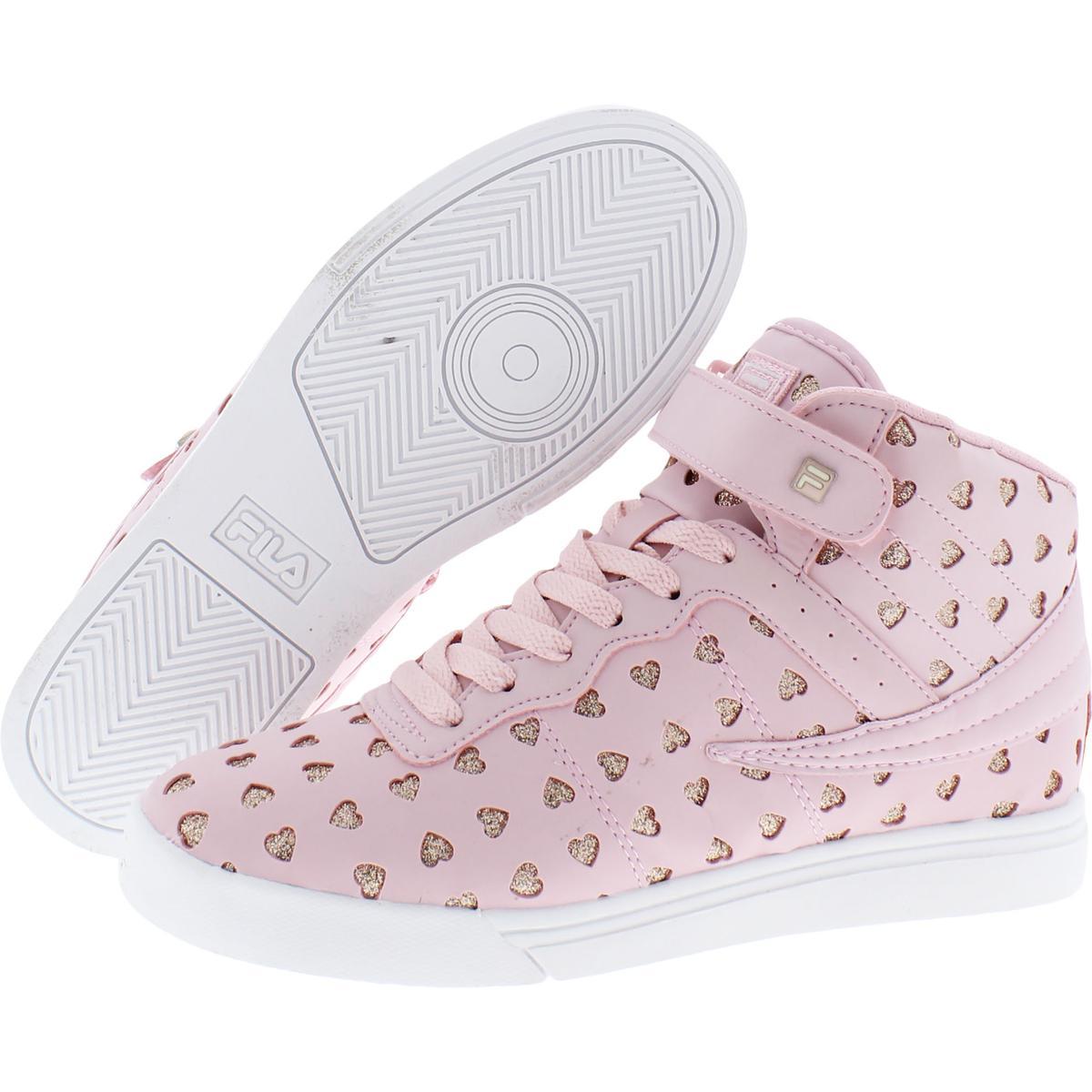 Fila Vulc 13 Big Hearts Faux Leather High Top Sneakers in Pink | Lyst