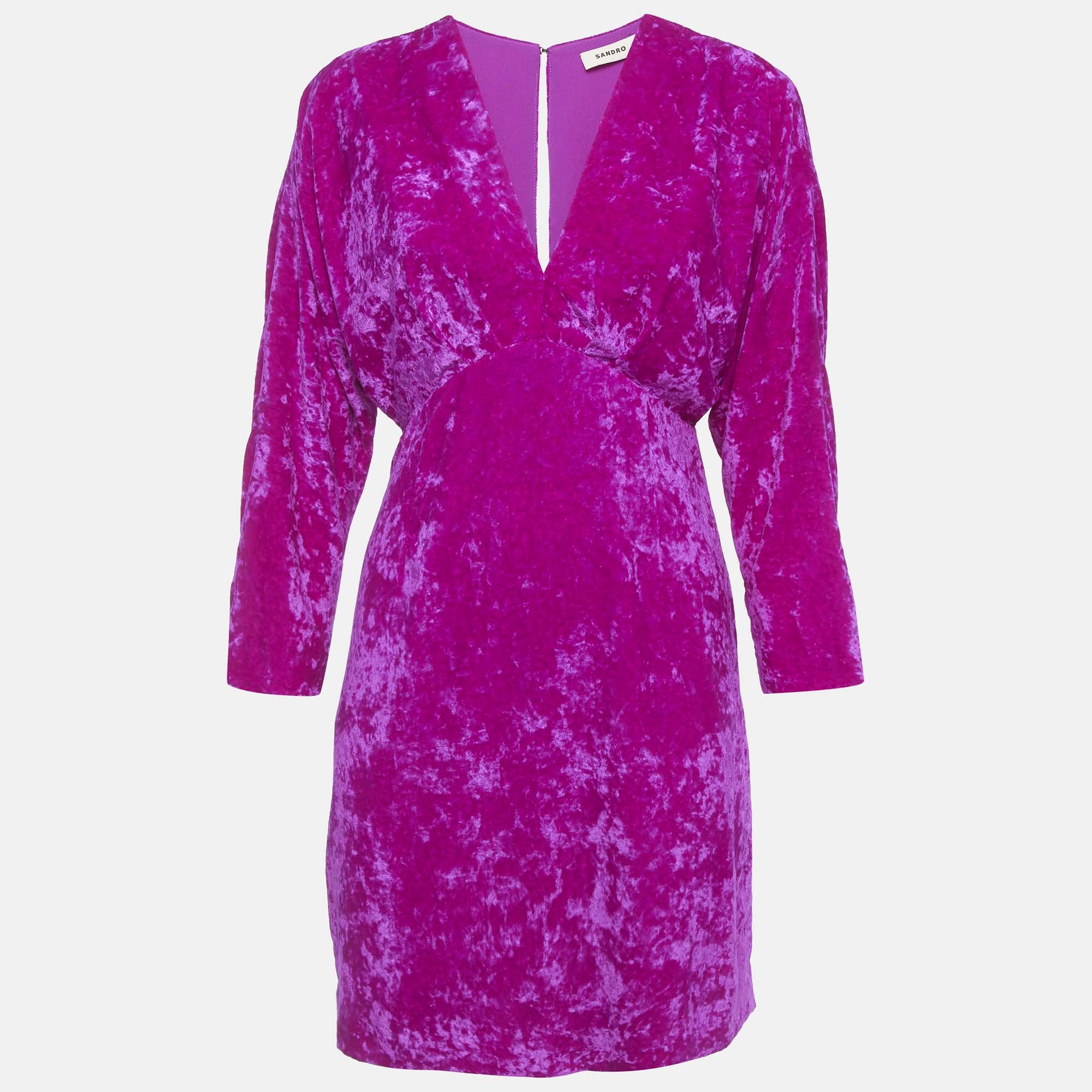 open lace back dress SANDRO. Purple velvet dress. Size 2(m)  Hibuy market