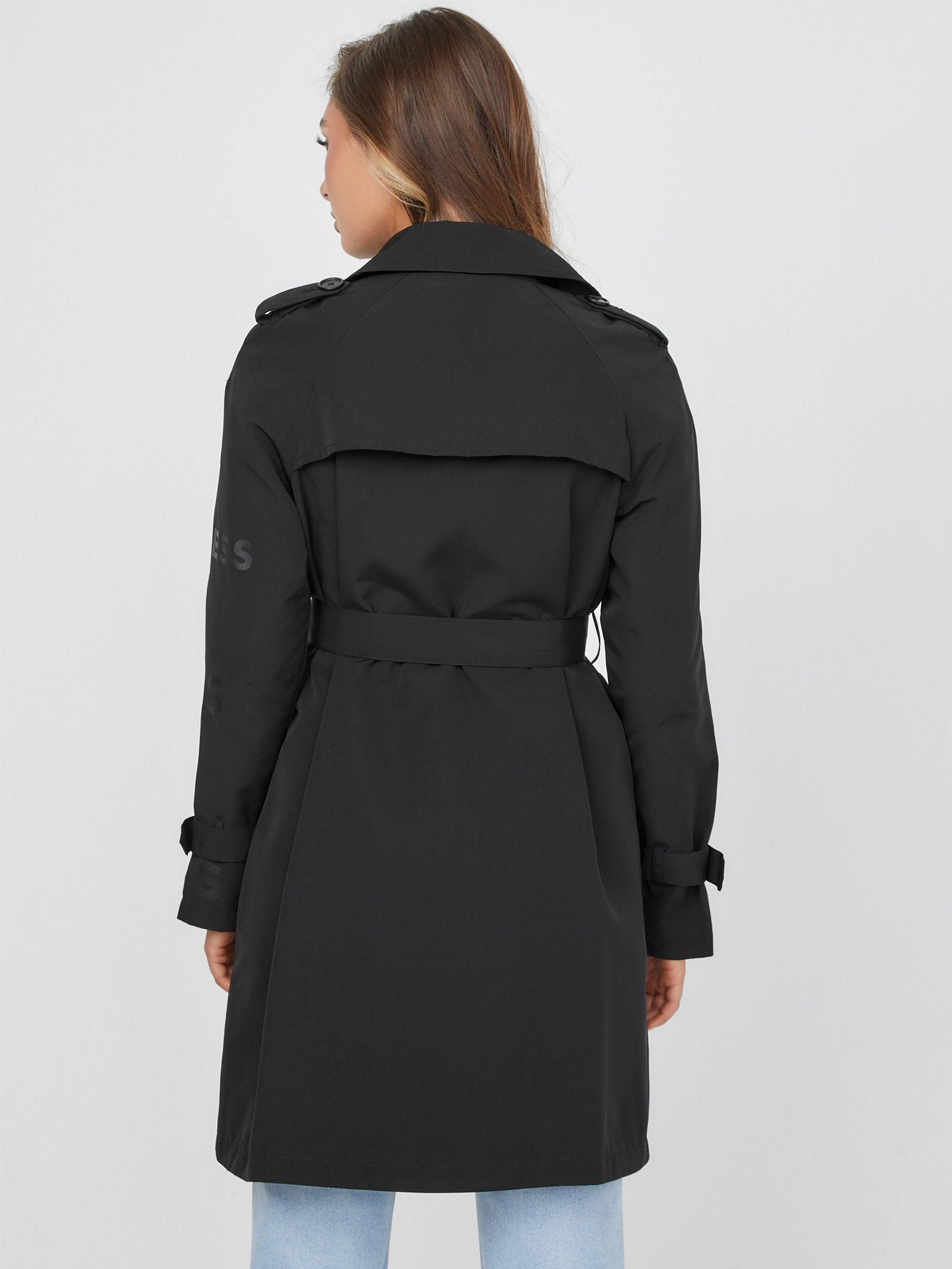 Guess Factory Madge Trench Coat in Black | Lyst