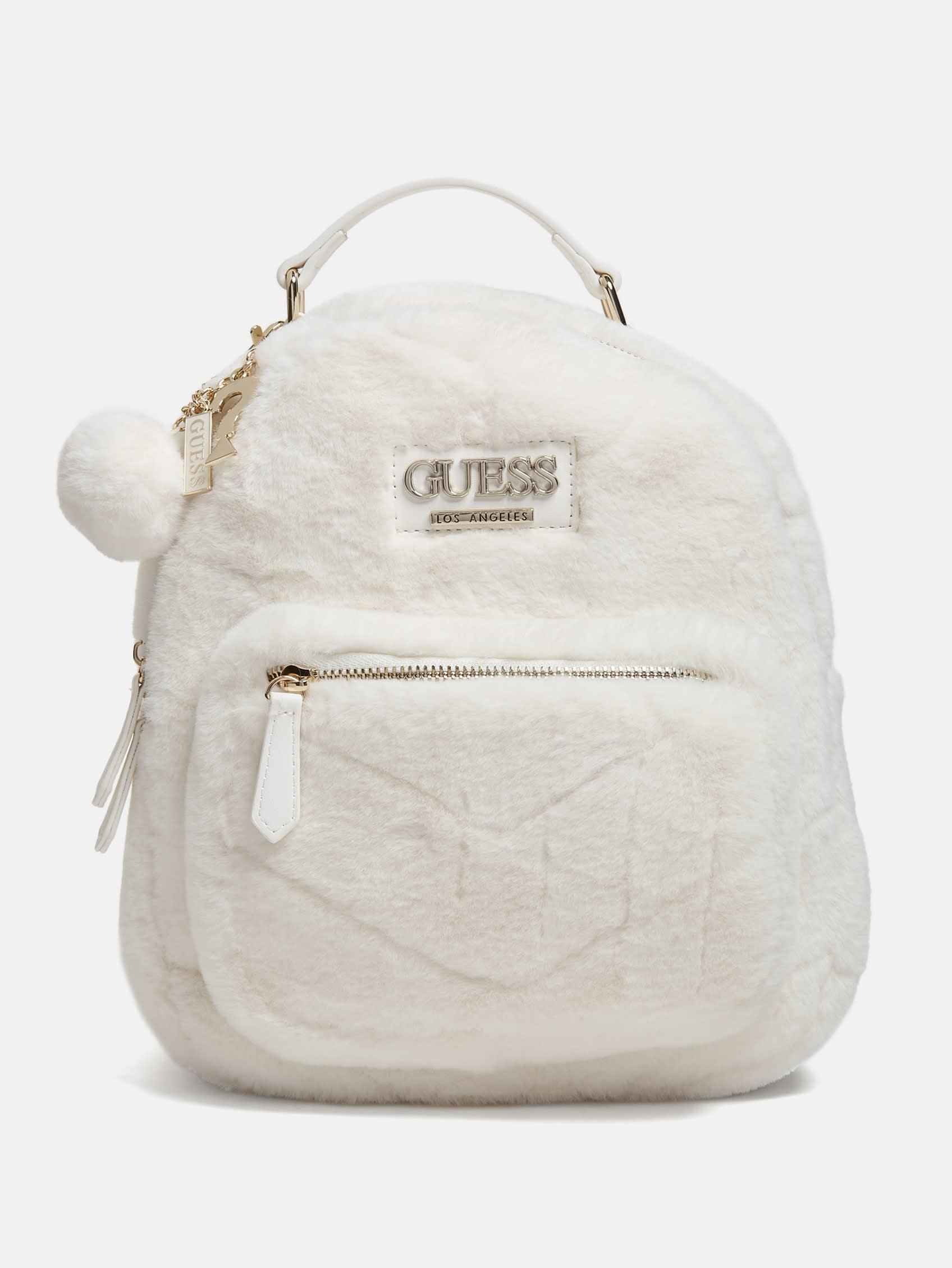 Guess Factory Elsie Faux-fur Backpack in White | Lyst