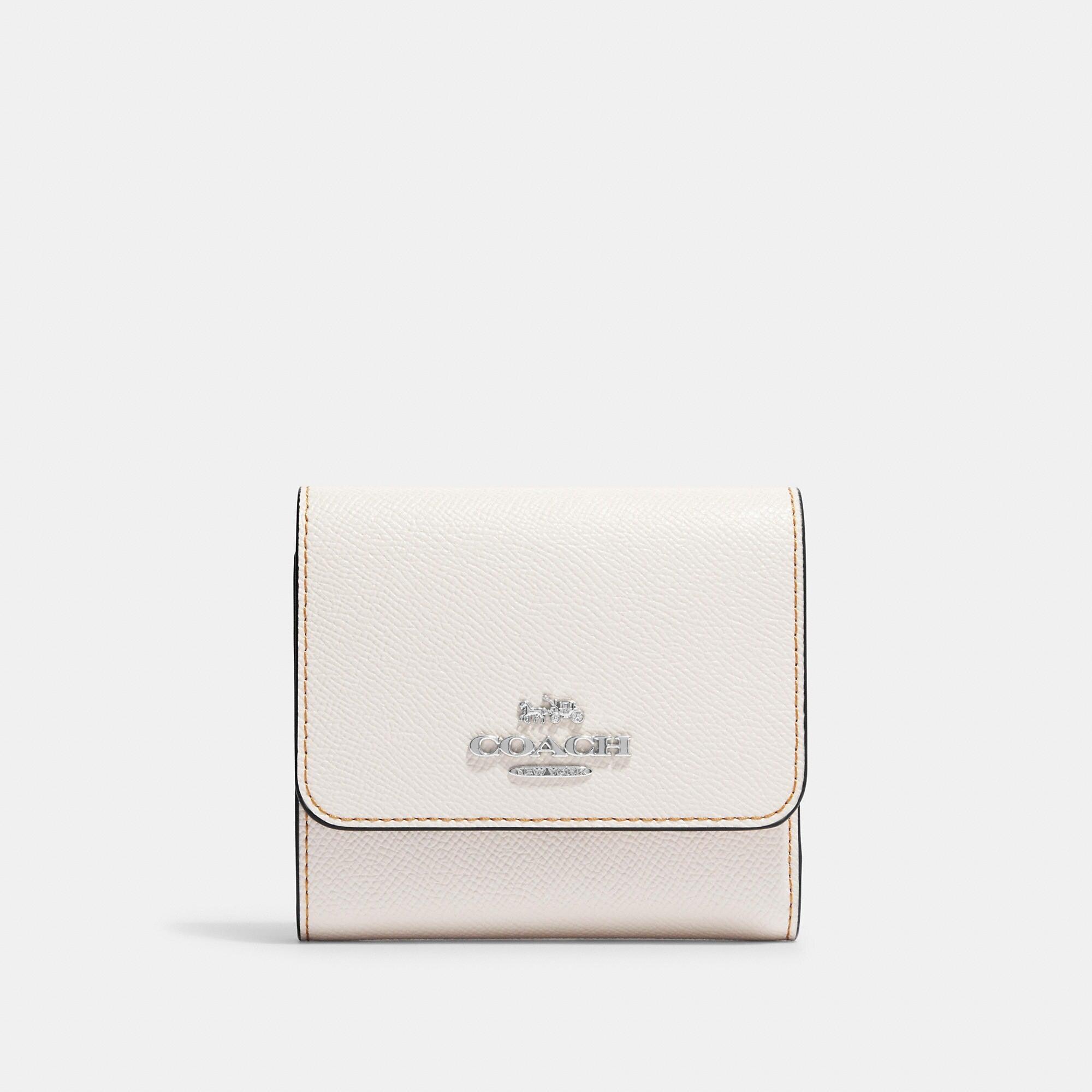 COACH Small Trifold Wallet With Rainbow Signature Interior in White | Lyst