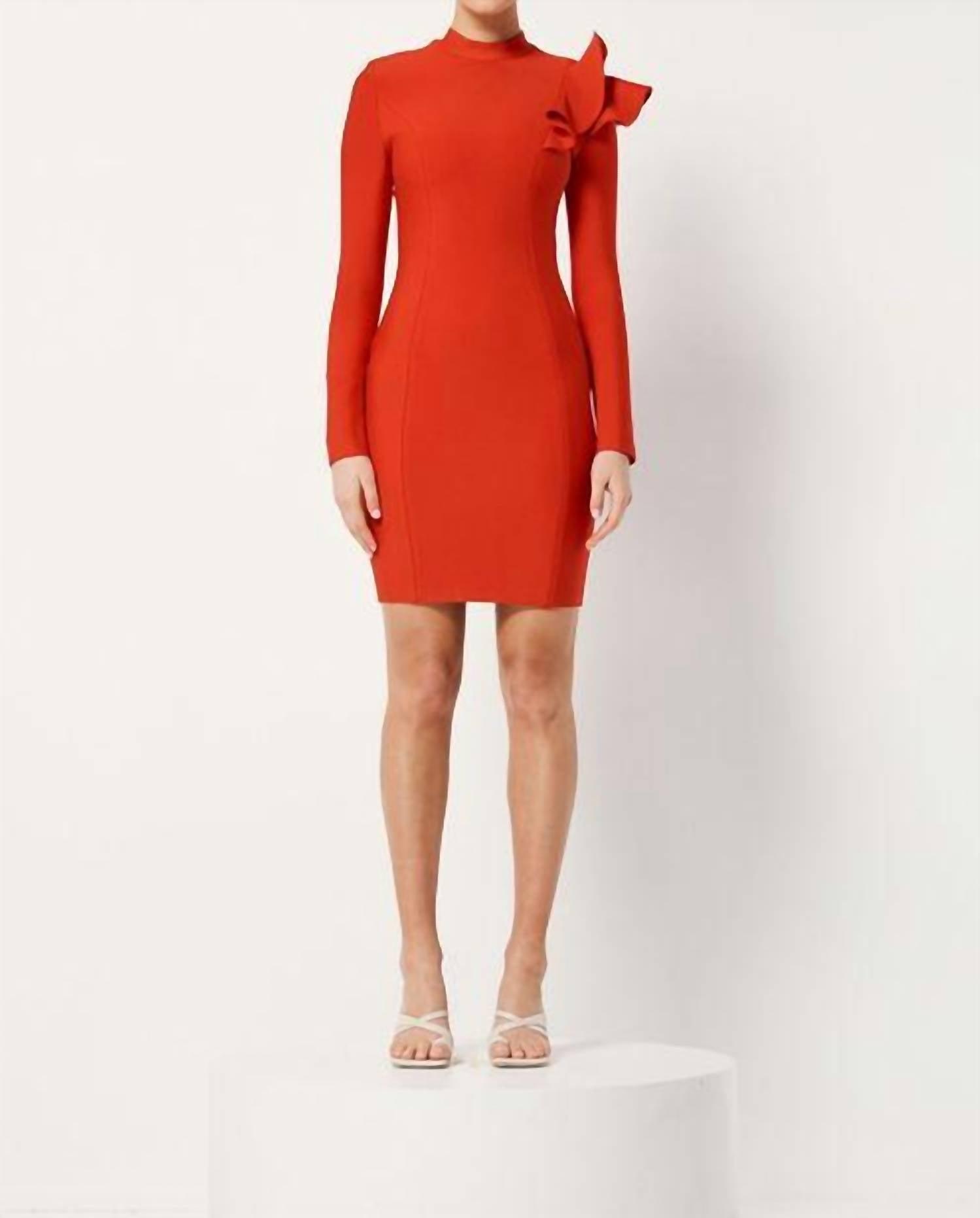 long sleeved red dress Fiona Long Sleeve Bandage Dress- Red XS