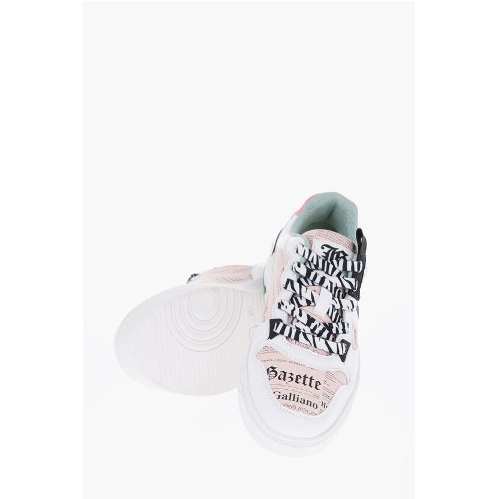 galliano 新聞と花のプリント レギンス36 John Galliano Newspaper Print Leather Women's Sneakers Shoes