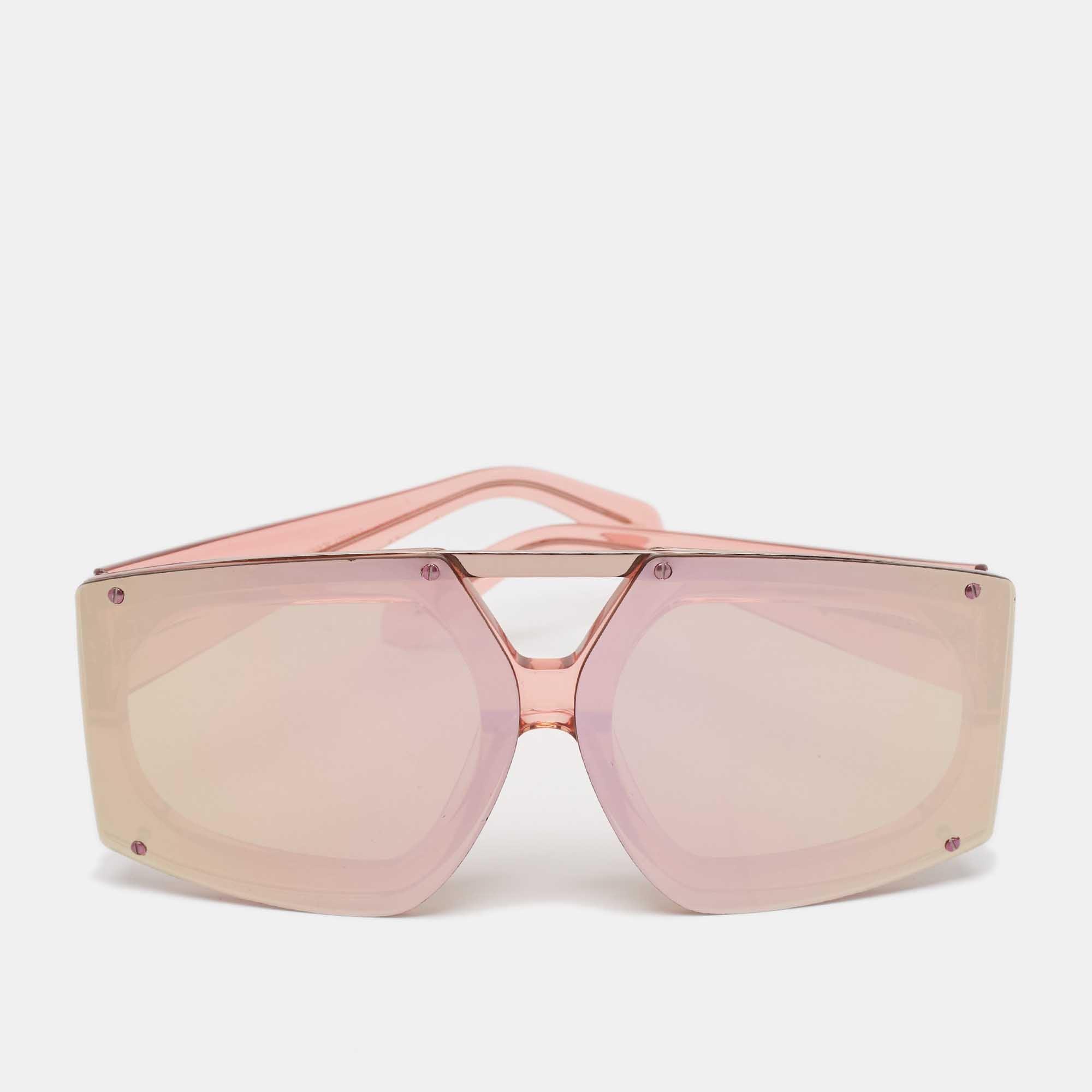 Karen Walker Mirrored Salvador Oversized Sunglasses in Pink  display picture 2