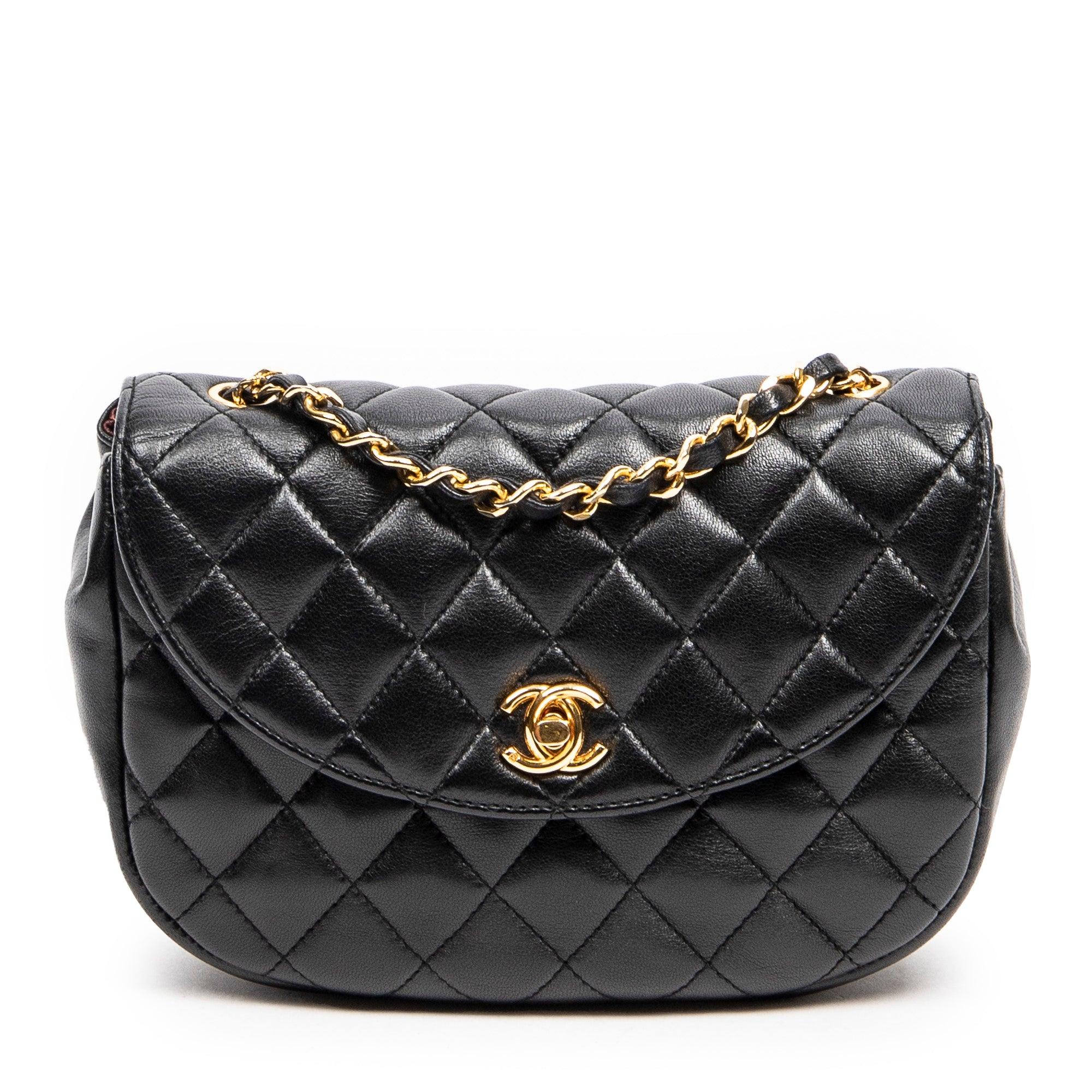 Chanel Mini Rectangular Flap Bag with Top Handle Black Lambskin Light Gold  Hardware in 2023