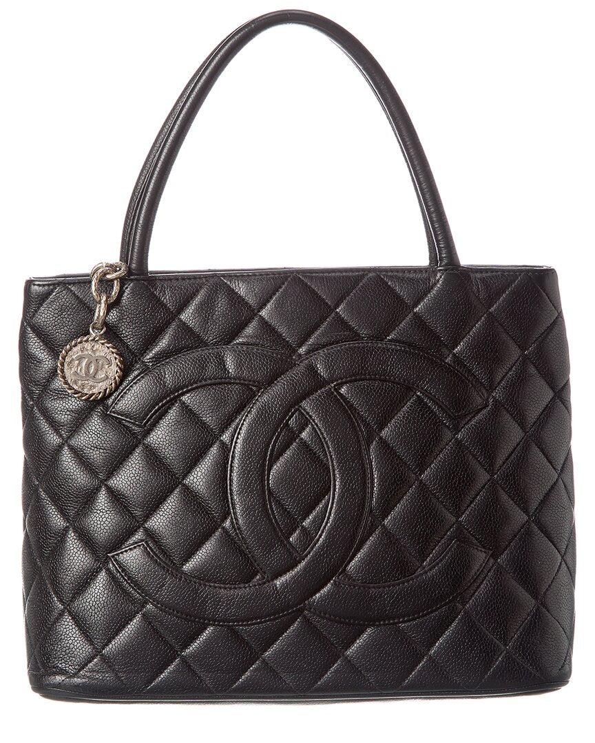 Chanel Black Quilted Caviar Leather Medallion Tote (authentic Pre