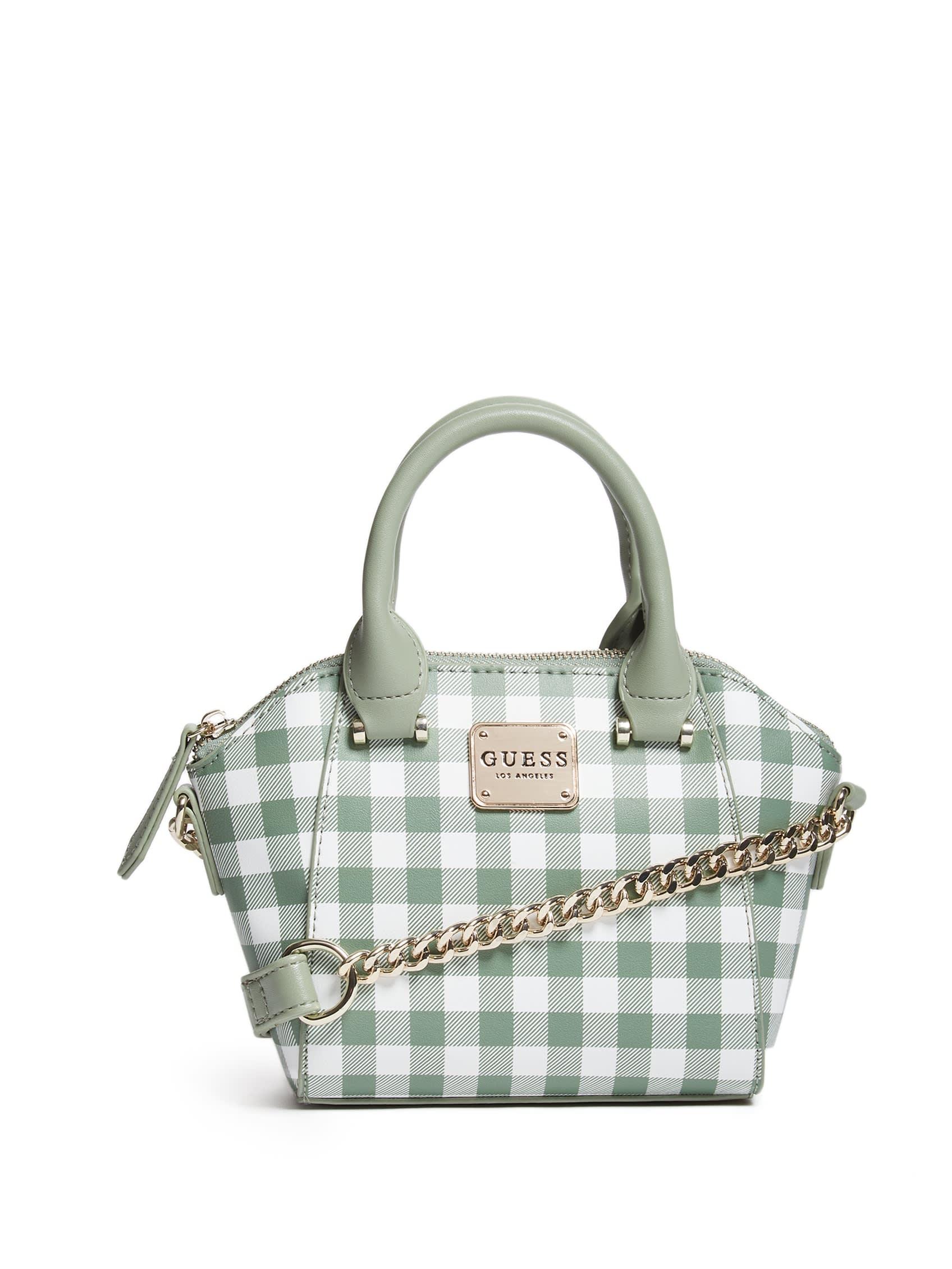 Guess Factory Andrea Gingham Mini Crossbody in Green | Lyst