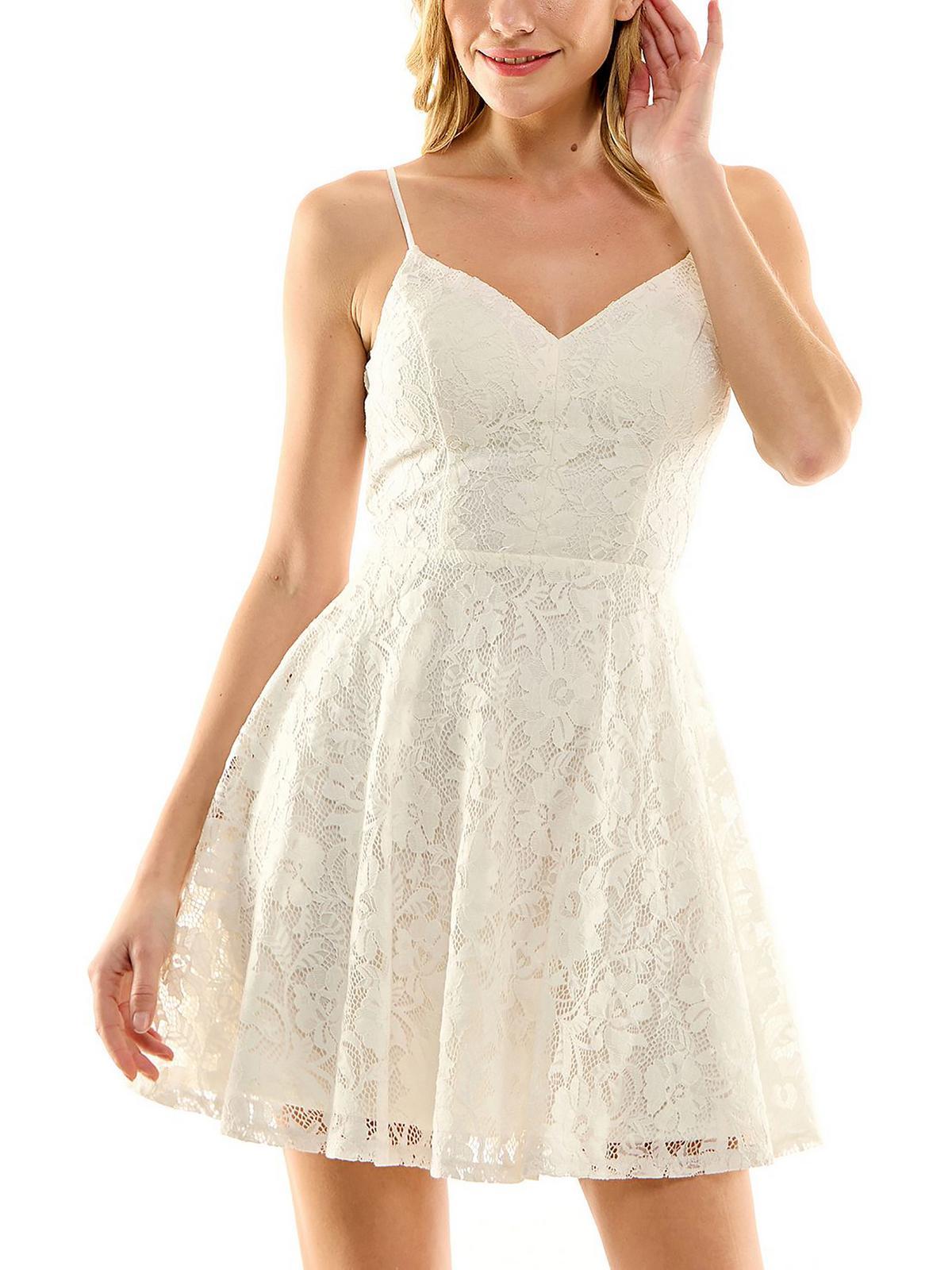 City Studio Juniors Lace Mini Fit Flare Dress in White Lyst