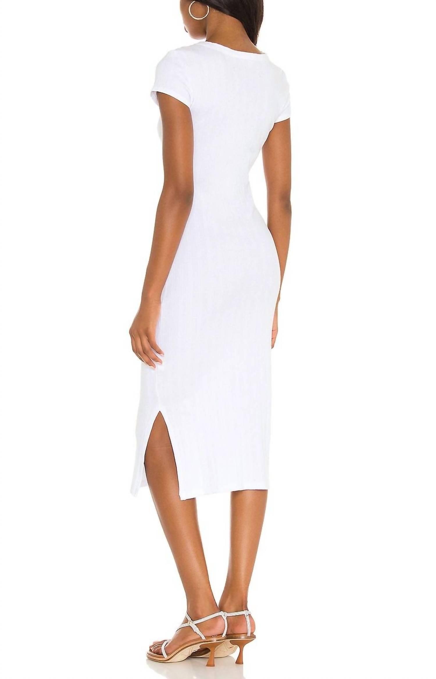 Enza Costa Rib Cap Sleeve Midi Dress in 