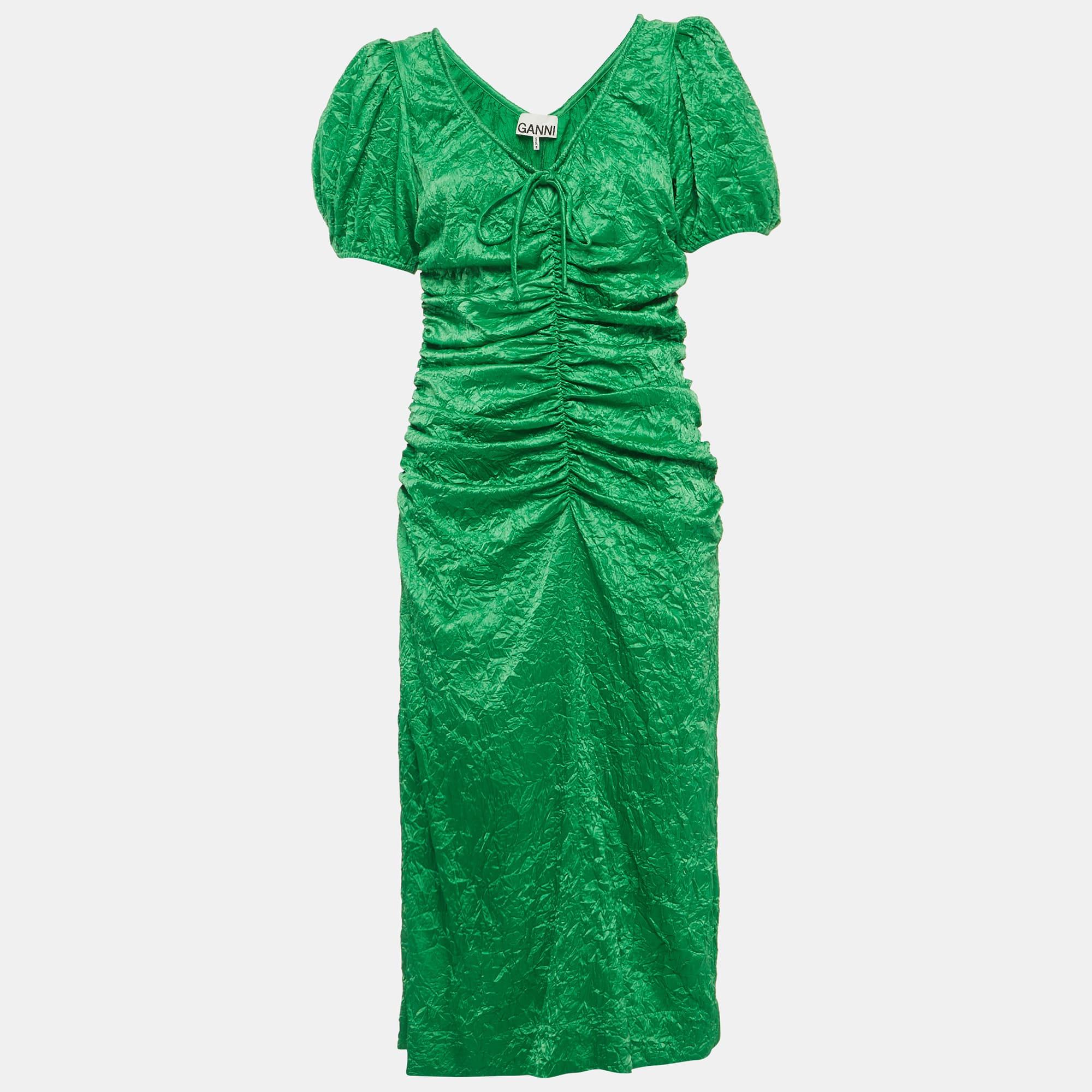 ganni green wool dress Ganni // Green Ripstop Maxi Dress – VSP Consignment