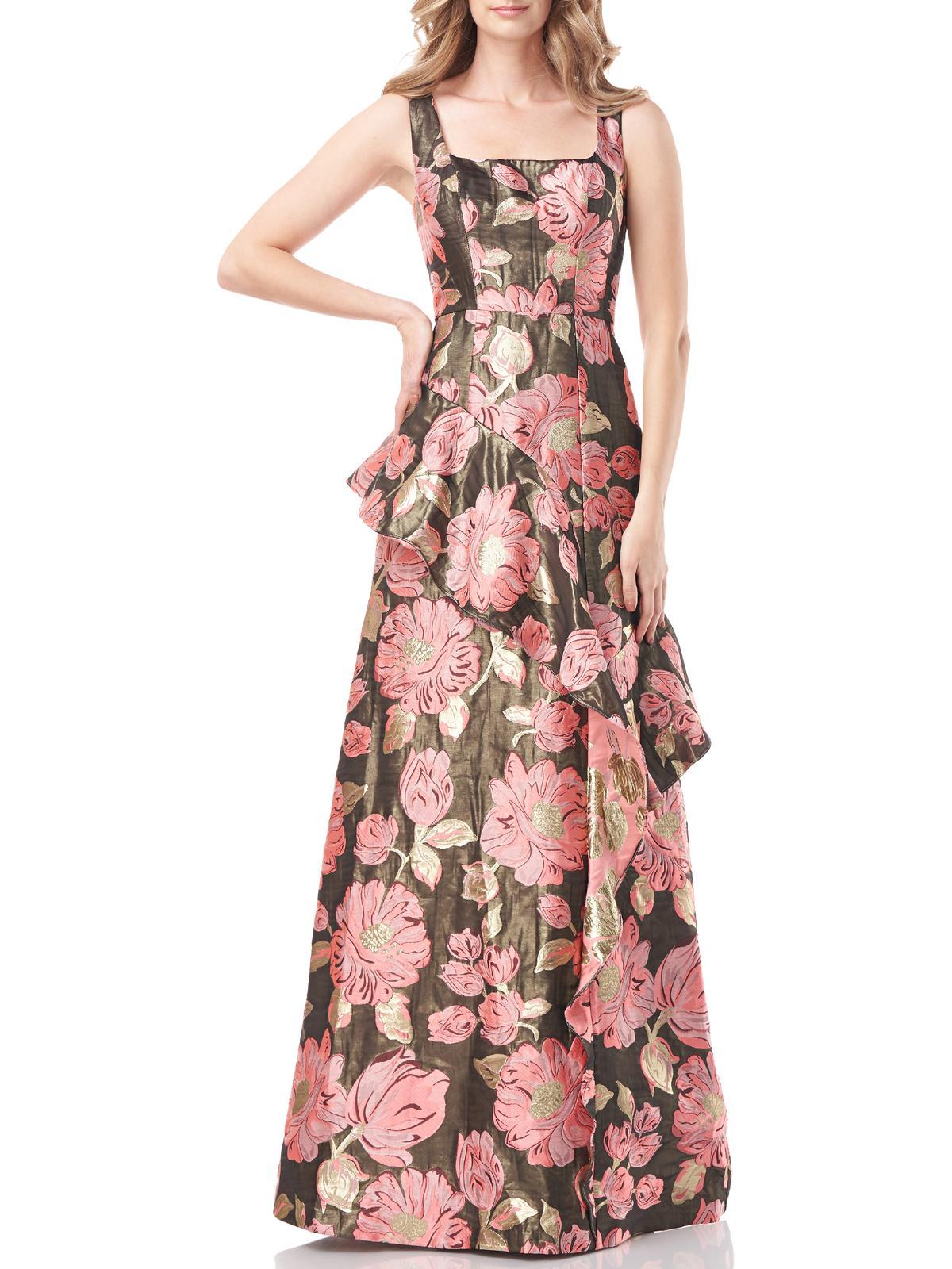 Kay Unger Belle Metallic Floral Evening Dress | Lyst