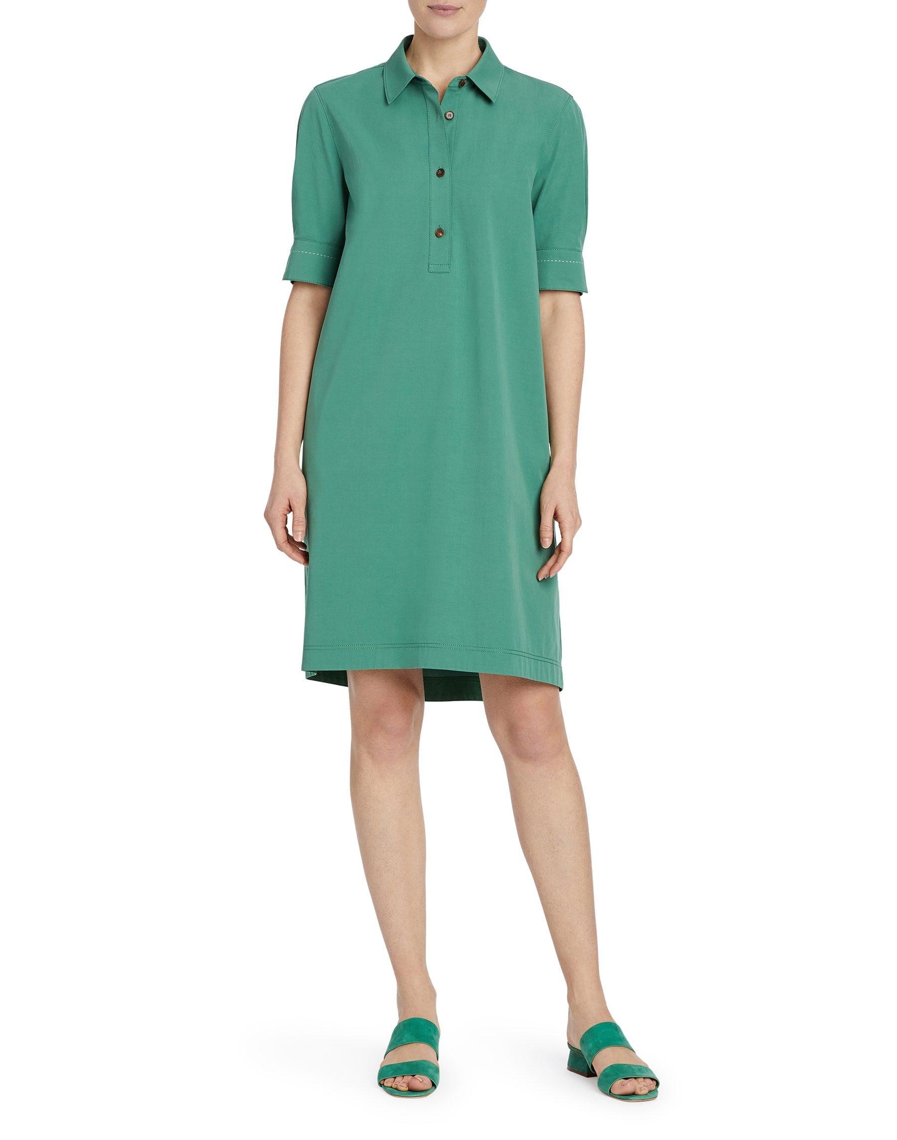 Lafayette 148 New York Italian Pima Cotton Bi-stretch Boyes Shirtdress in  Green