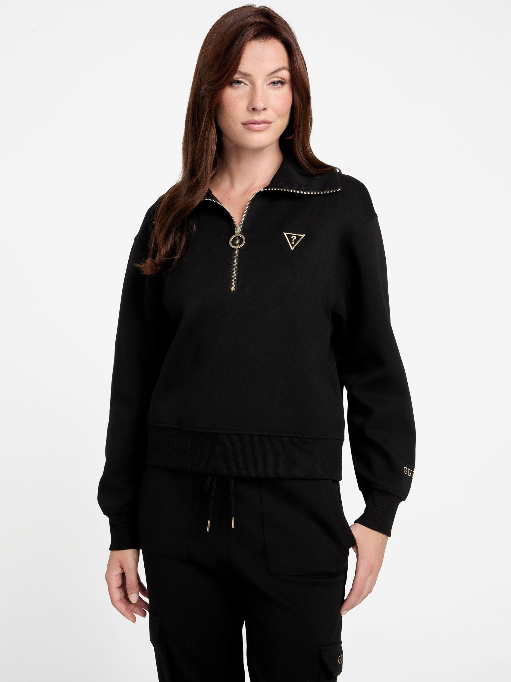 Guess Half Zip Knit Sweater in Black Lyst