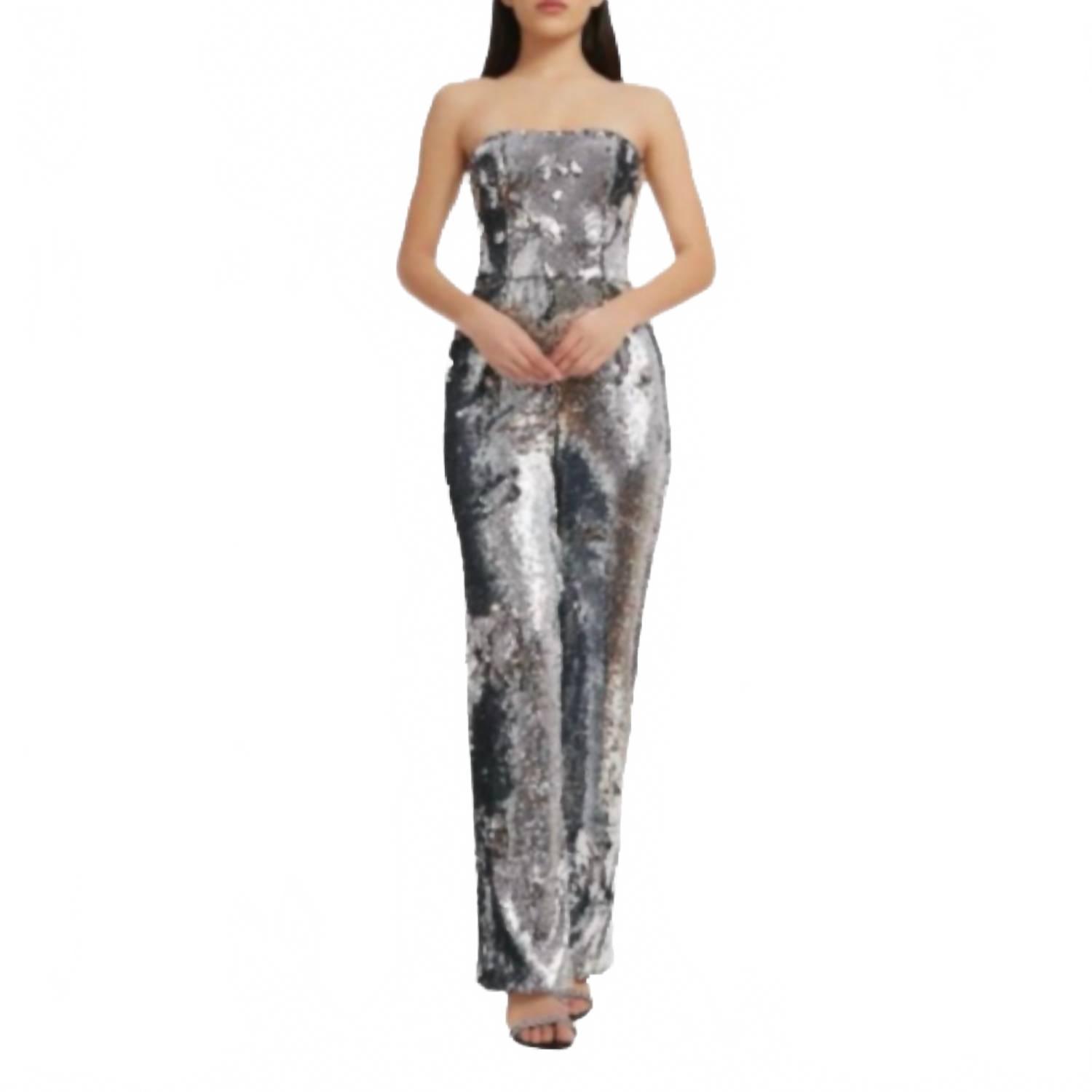 open lace back dress Dress The Population Andy Sequin Strapless Jumpsuit