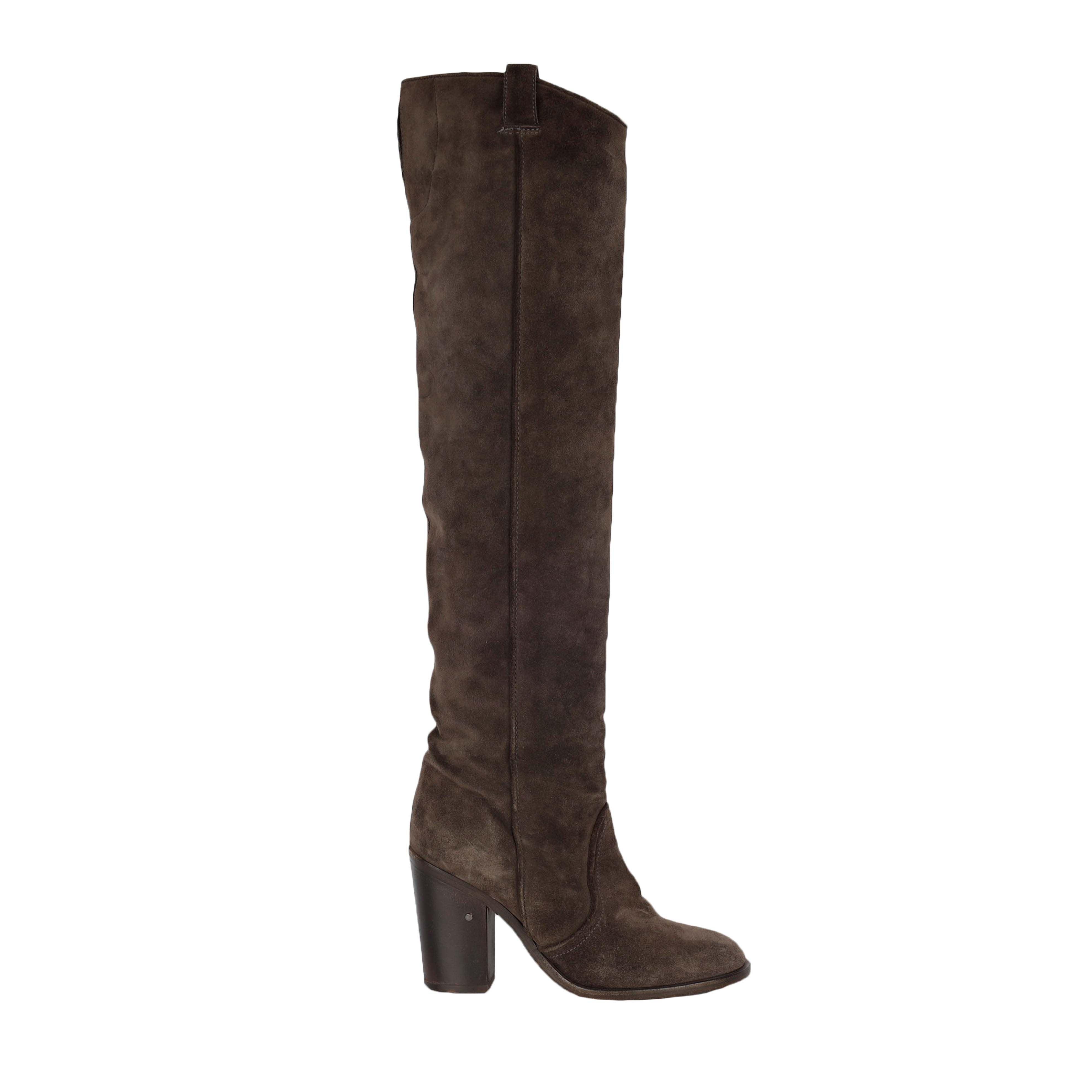 Laurence Dacade Suede Over The Knee Dark Boots in Brown Lyst