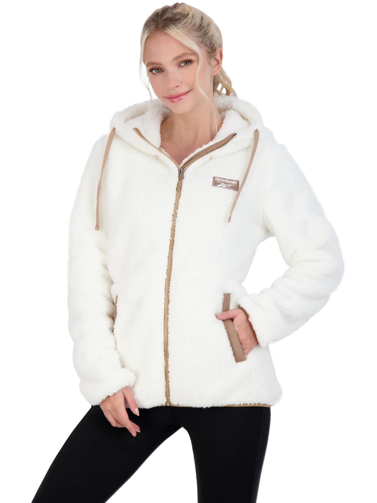 Reebok Double Monkey Fleece Faux Fur Casual Fleece Jacket in White | Lyst