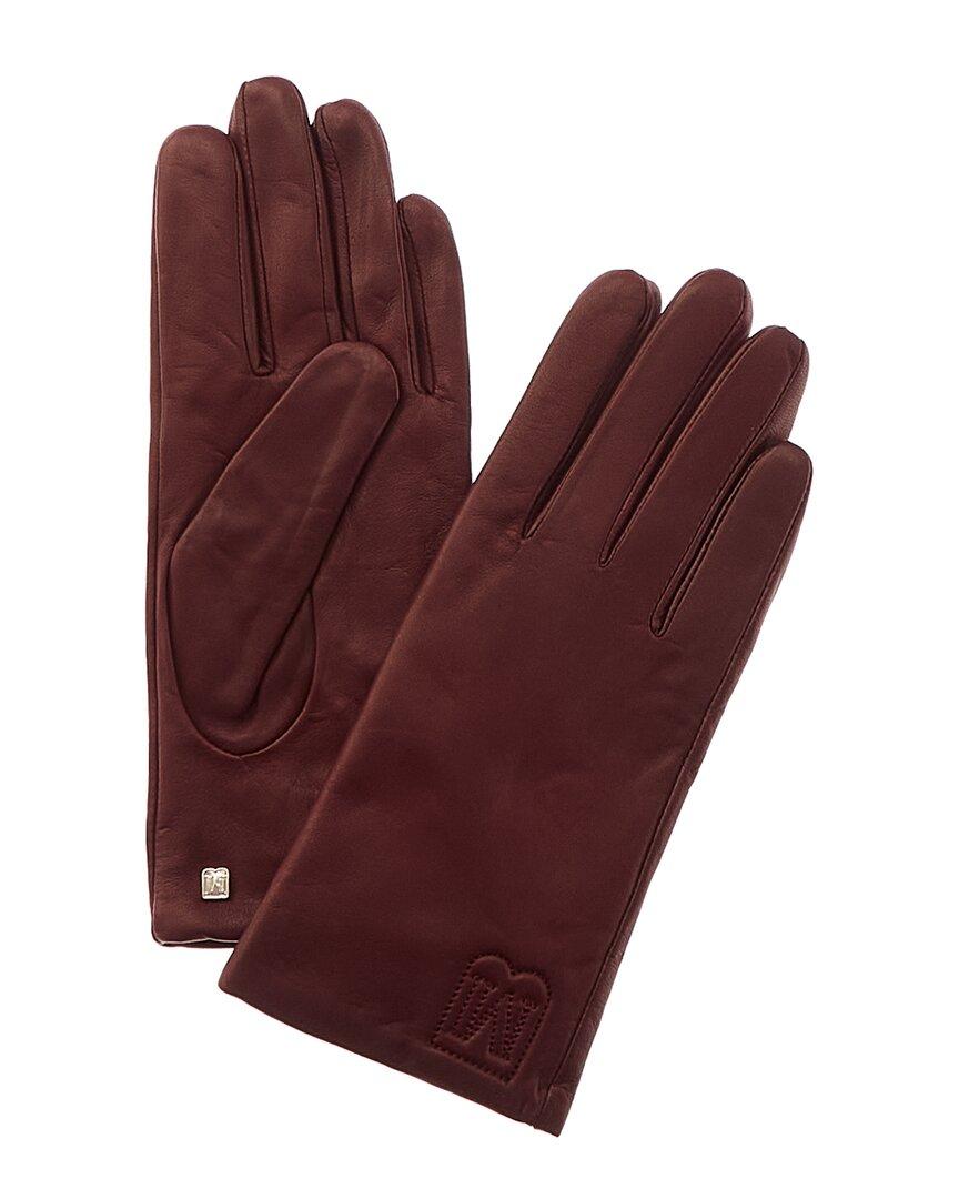 Bruno Magli Logo Cashmere-lined Quilted Leather Gloves in Red | Lyst