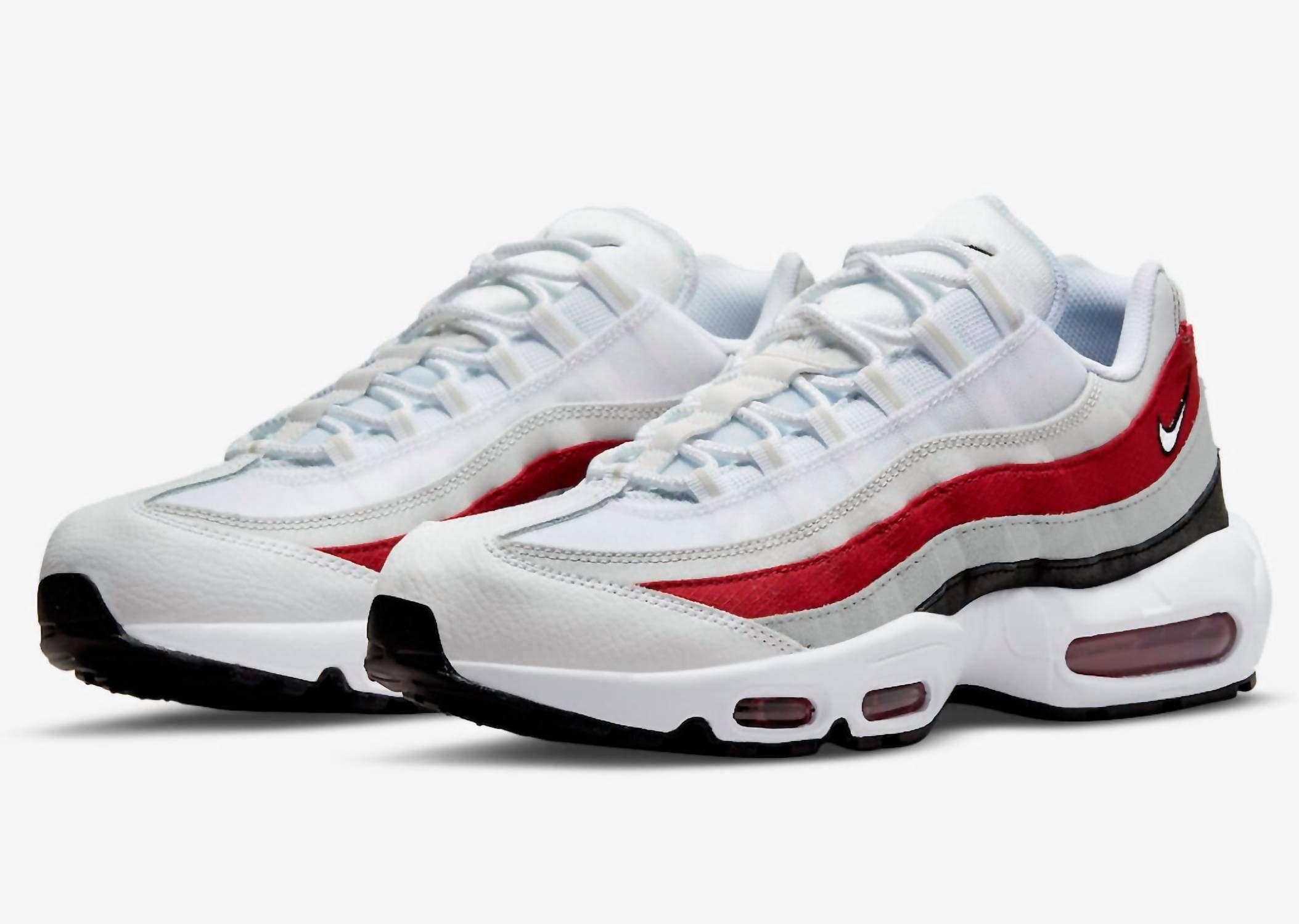 Nike Air Max 95 Essential Running Shoes In Black/white-varsity Red for Men  | Lyst