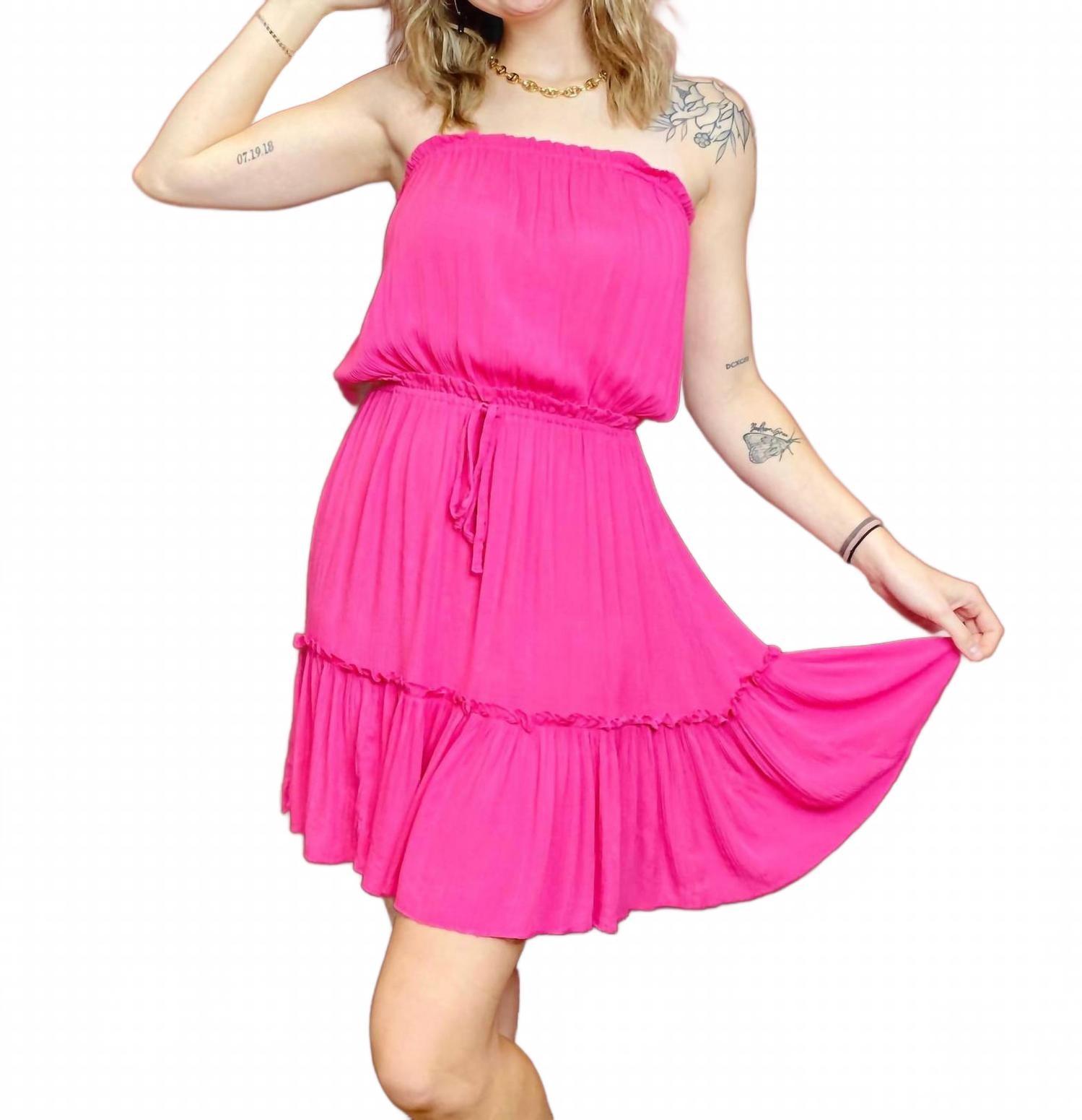 open lace back dress ELAN Maxi Strapless Smock IN WHITE PINK STRIPE  Over The Edge Apparel