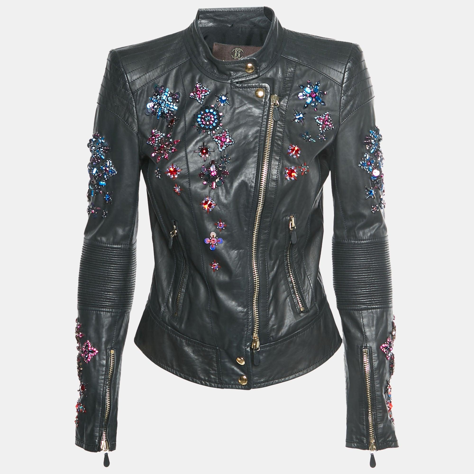 CLASS Roberto Cavalli レザー ジャケット レース ビジュー Roberto Cavalli Jackets for Women | Online Sale up to 79% off | Lyst