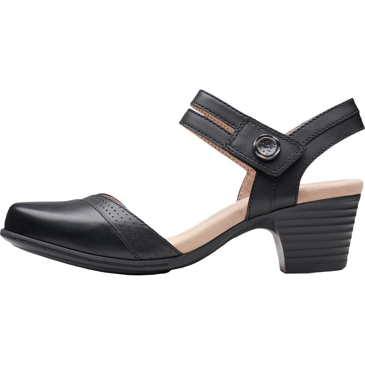 Clarks Valarie Rally Leather Sling Back Block Heels in Black | Lyst