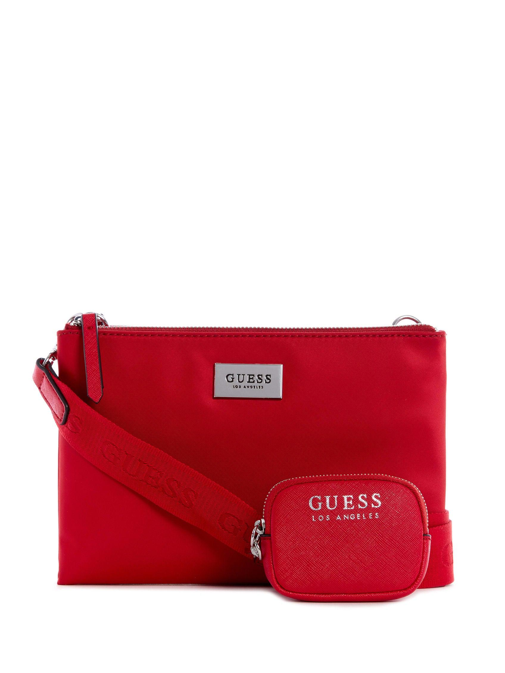 Guess Factory Lina Mini Double-zip Crossbody in Red | Lyst