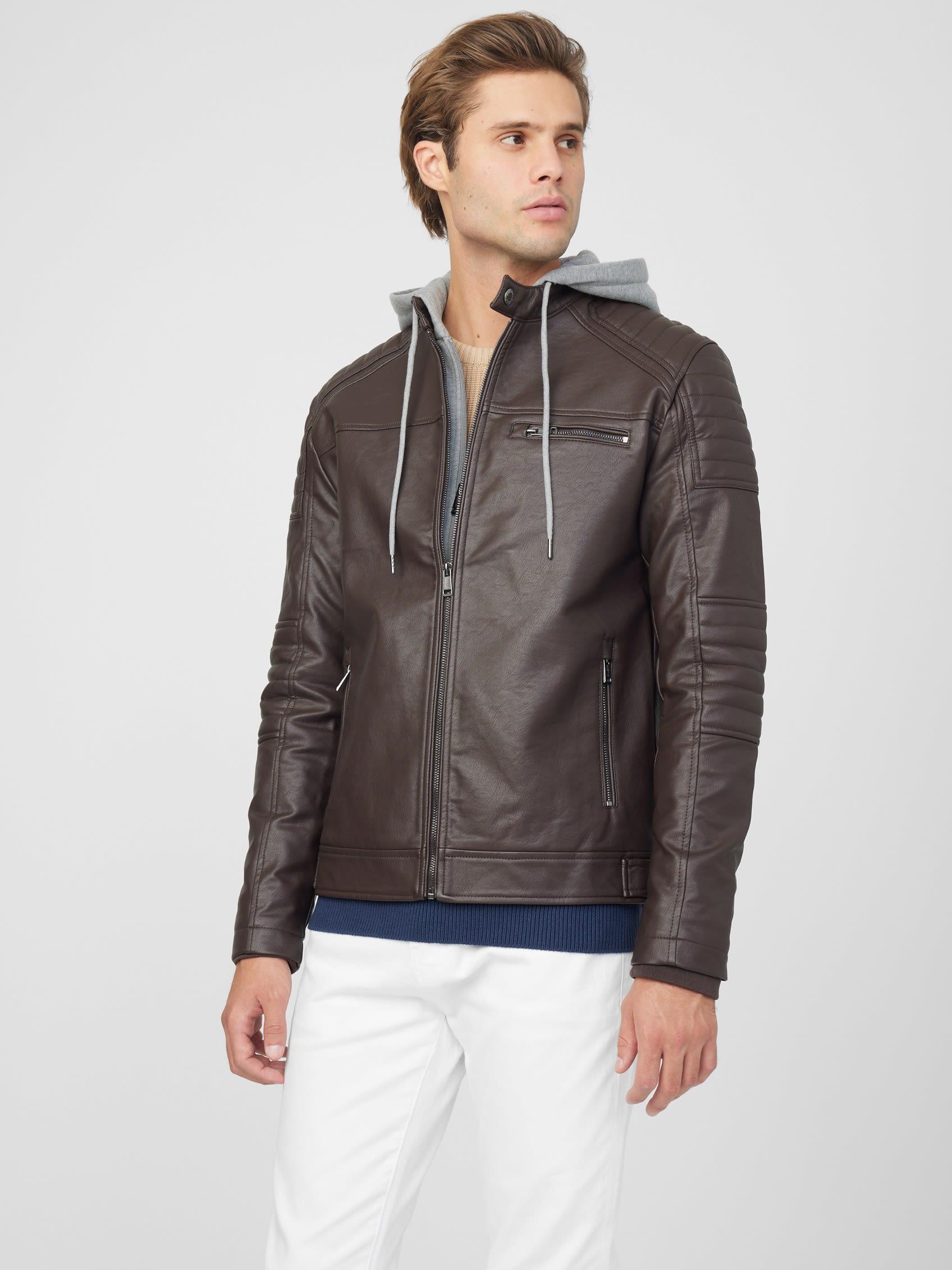 Guess Factory Daniel Faux-leather Biker Jacket for Men | Lyst