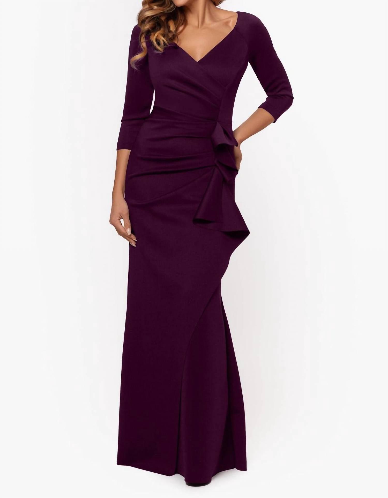 xscape deep v neck skater dress Women's Dress Deep V-Neck Long Sleeve Waist Tie Ruffle Mini Swing Skater Dresses - Dark green
